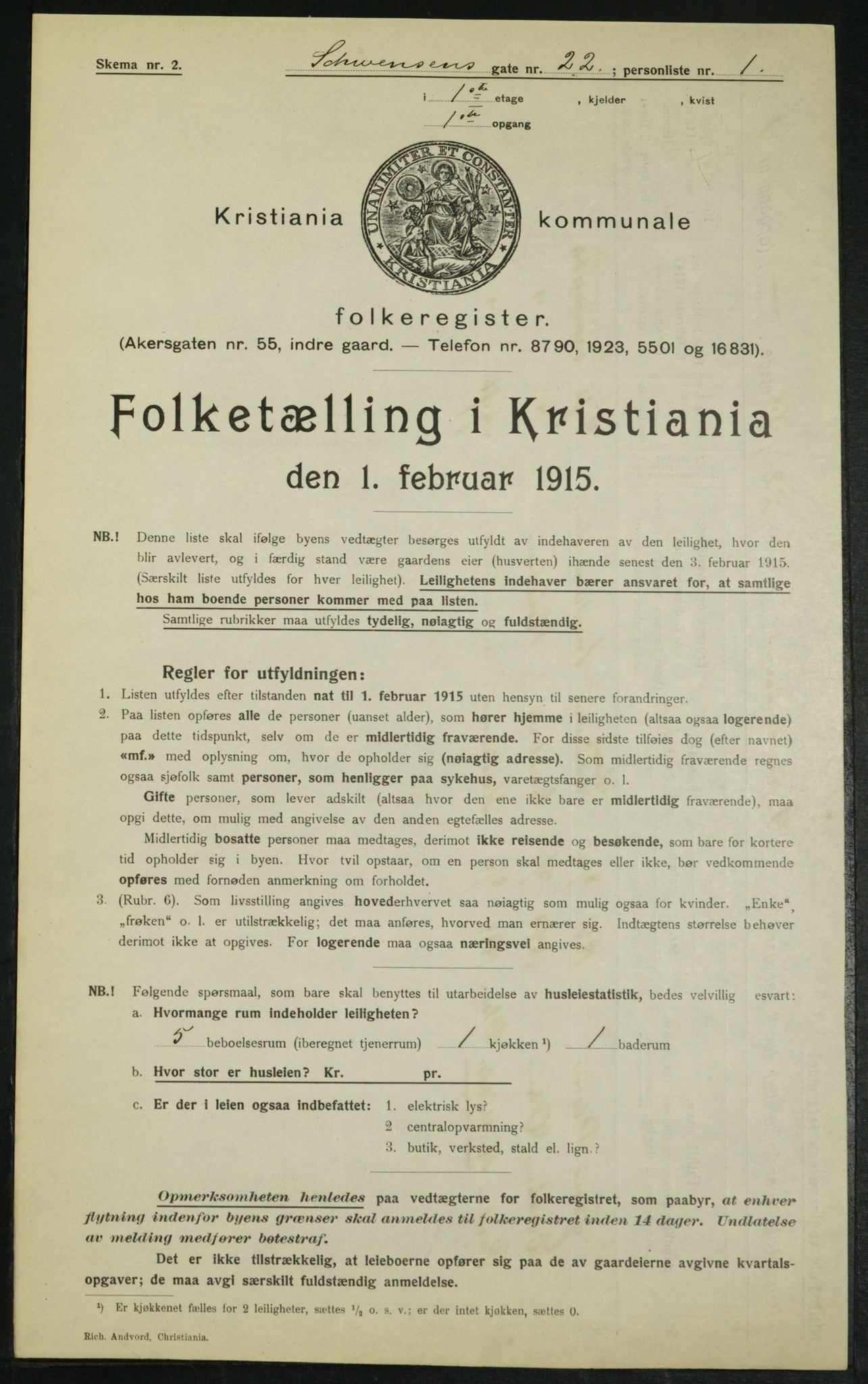 OBA, Municipal Census 1915 for Kristiania, 1915, p. 92568