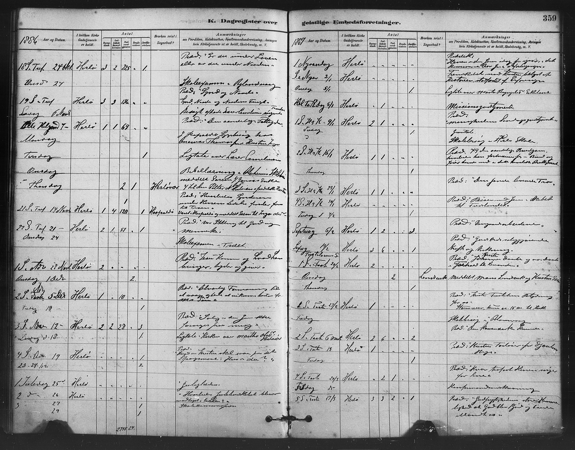 Herdla Sokneprestembete, AV/SAB-A-75701/H/Haa: Parish register (official) no. A 3, 1878-1890, p. 359