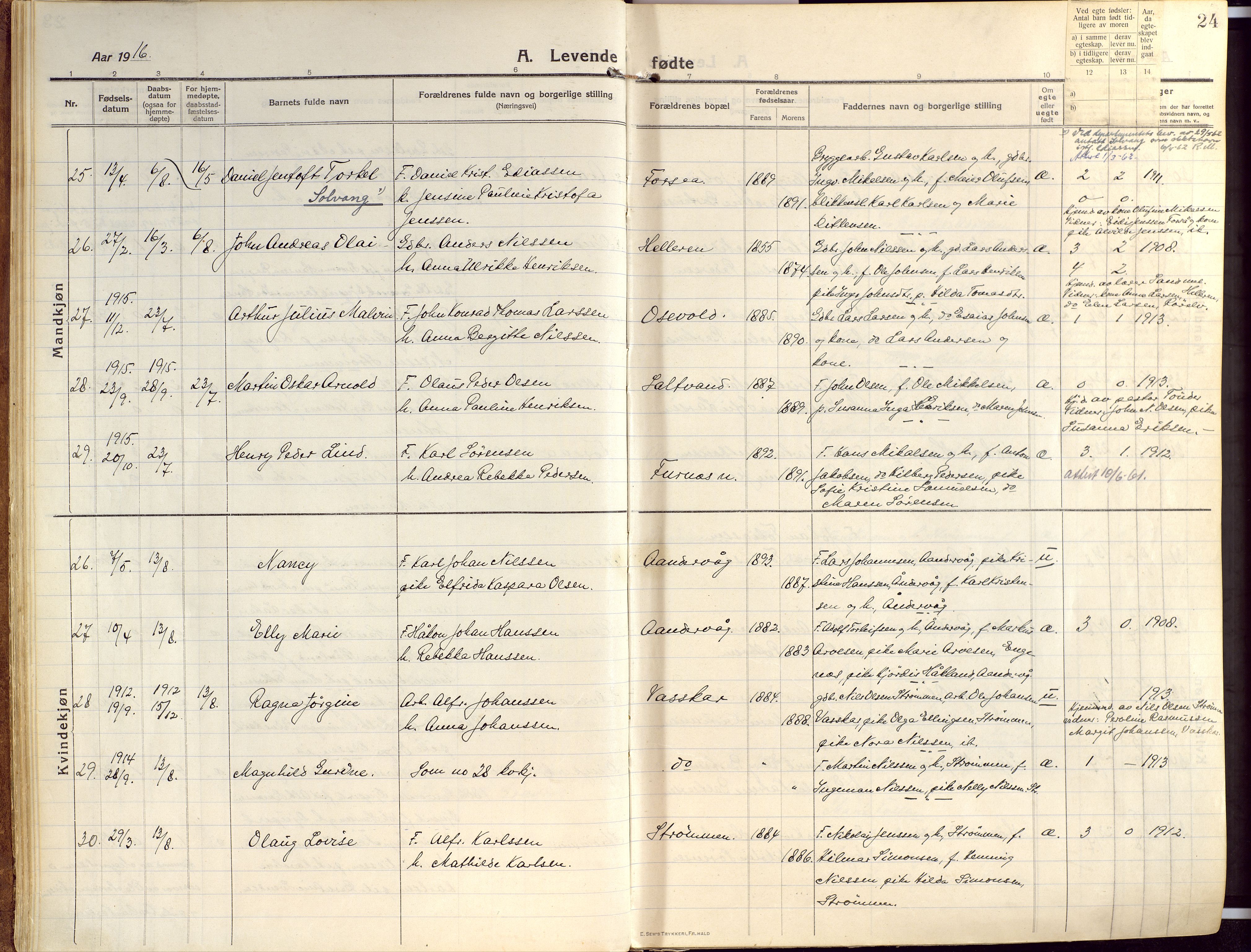 Ibestad sokneprestembete, AV/SATØ-S-0077/H/Ha/Haa/L0018kirke: Parish register (official) no. 18, 1915-1929, p. 24