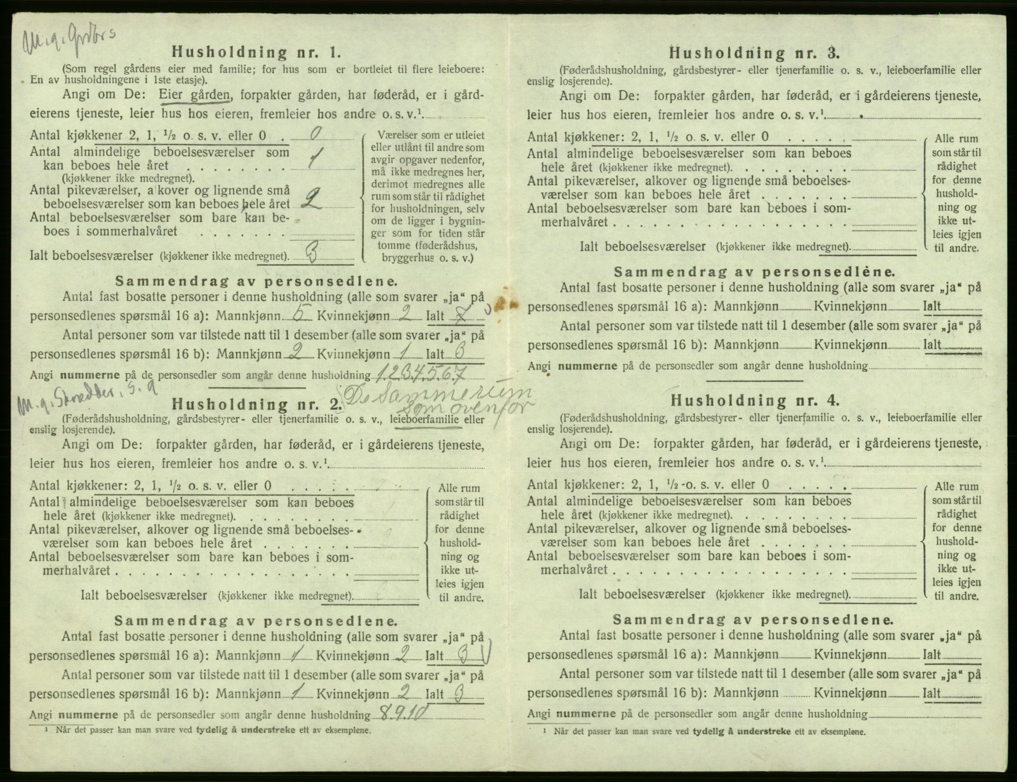 SAB, 1920 census for Odda, 1920, p. 1136