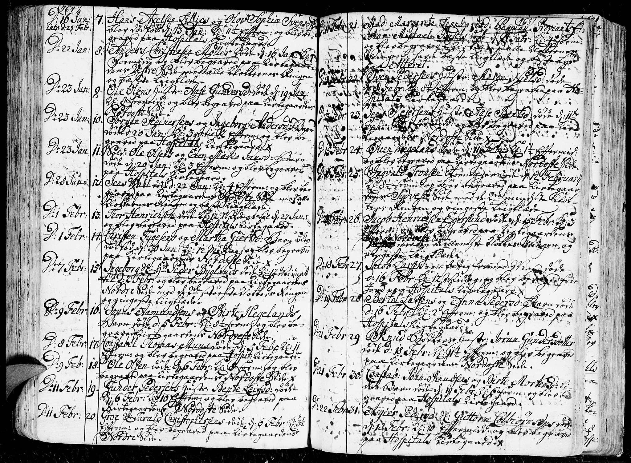 Kristiansand domprosti, SAK/1112-0006/F/Fa/L0001: Parish register (official) no. A 1, 1734-1793, p. 464-465