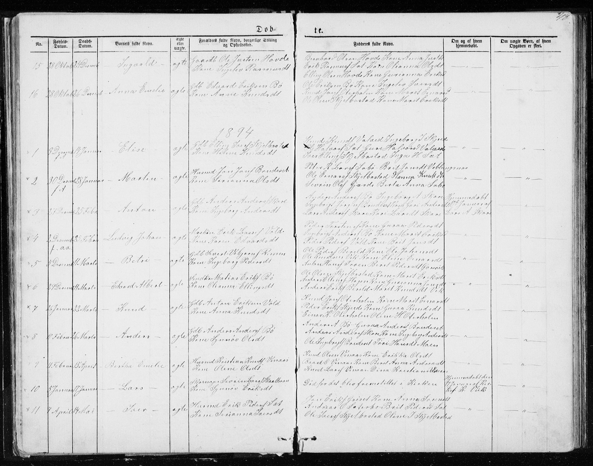 Ministerialprotokoller, klokkerbøker og fødselsregistre - Møre og Romsdal, SAT/A-1454/543/L0564: Parish register (copy) no. 543C02, 1867-1915, p. 48
