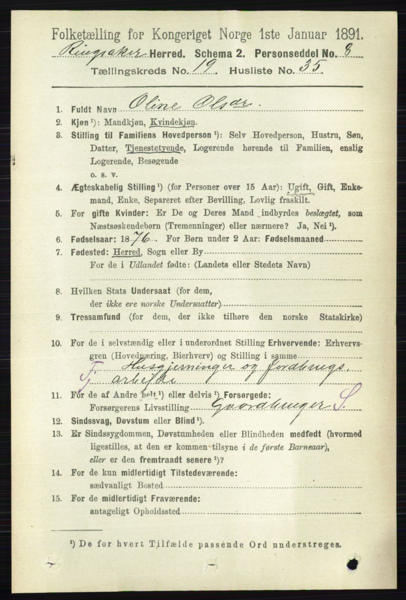 RA, 1891 census for 0412 Ringsaker, 1891, p. 10803