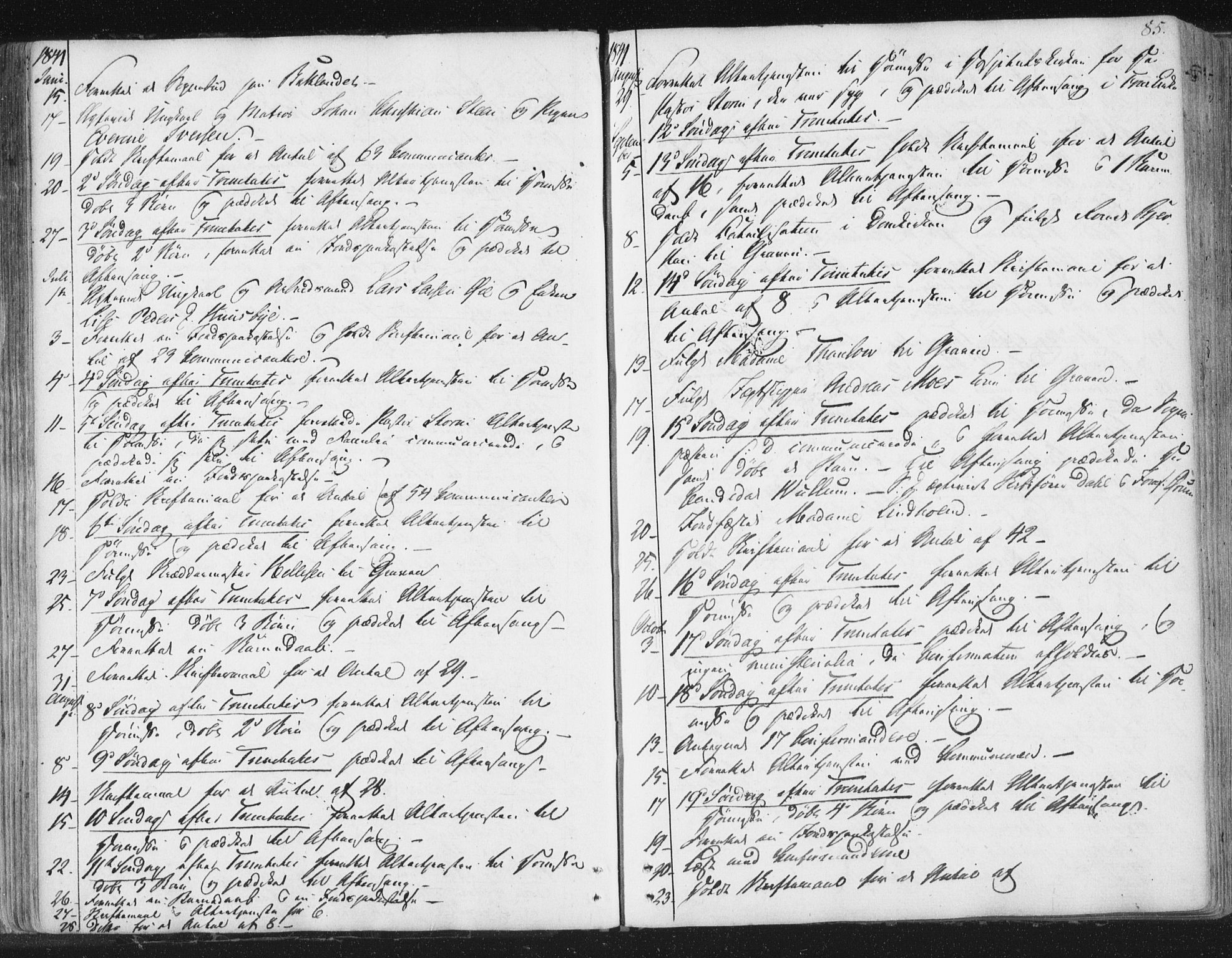 Ministerialprotokoller, klokkerbøker og fødselsregistre - Sør-Trøndelag, SAT/A-1456/602/L0127: Curate's parish register no. 602B01, 1821-1875, p. 85