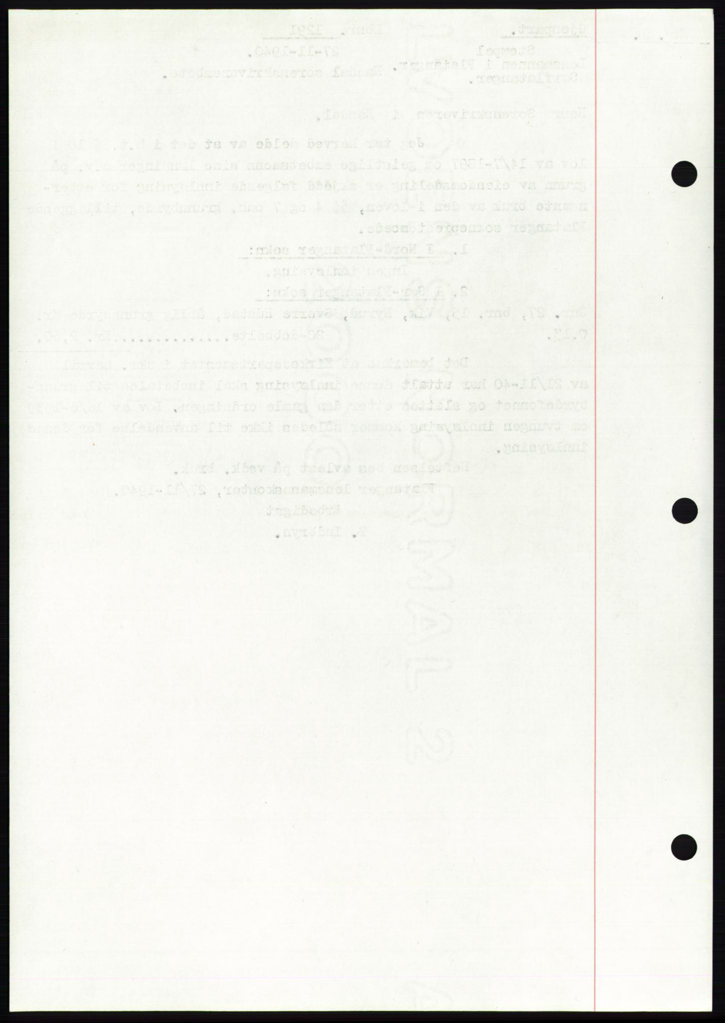 Namdal sorenskriveri, SAT/A-4133/1/2/2C: Mortgage book no. -, 1940-1941, Deed date: 27.11.1940