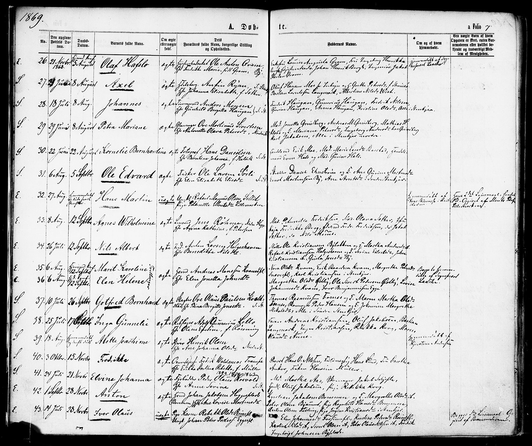 Ministerialprotokoller, klokkerbøker og fødselsregistre - Nord-Trøndelag, SAT/A-1458/739/L0370: Parish register (official) no. 739A02, 1868-1881, p. 7