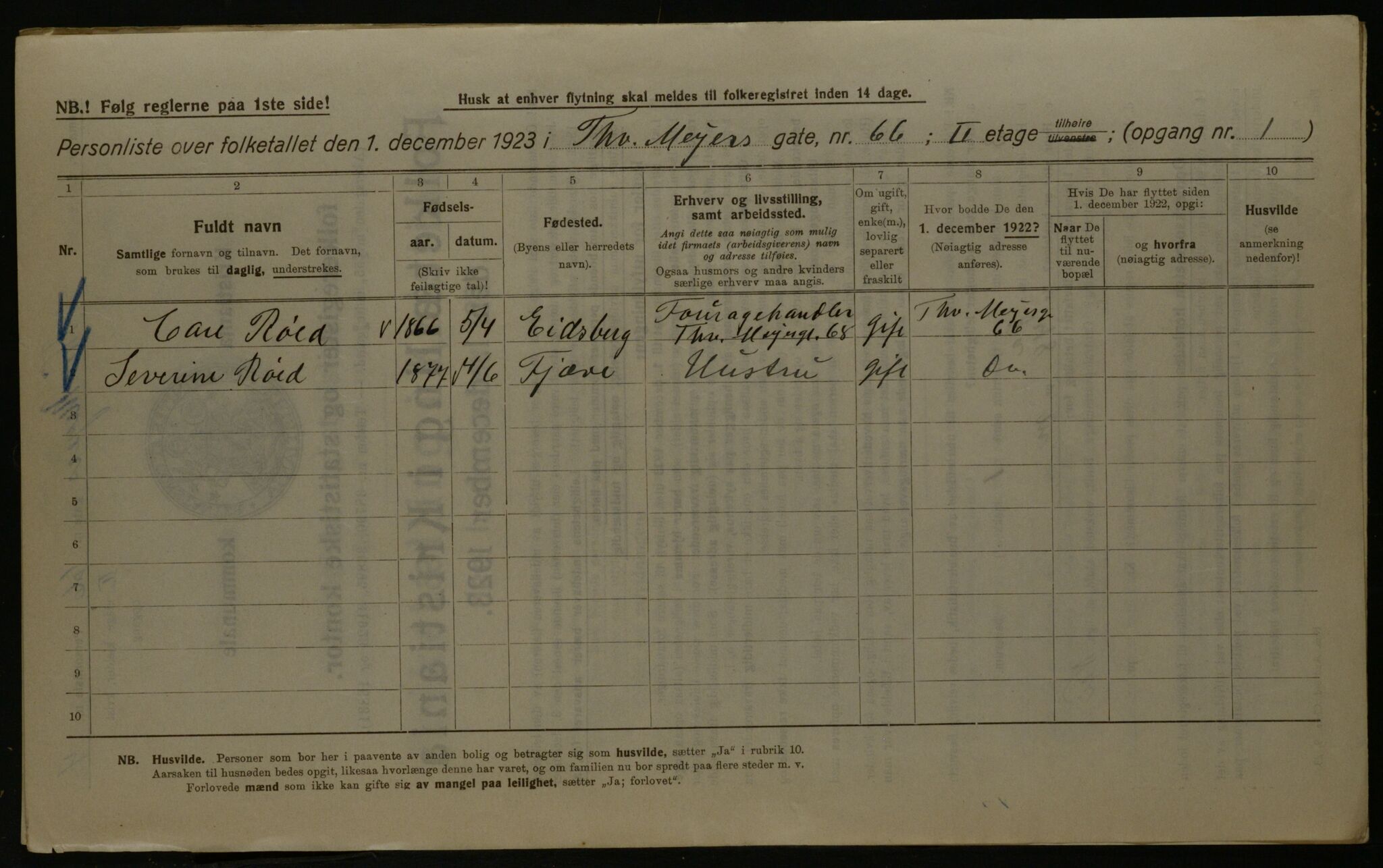 OBA, Municipal Census 1923 for Kristiania, 1923, p. 122401