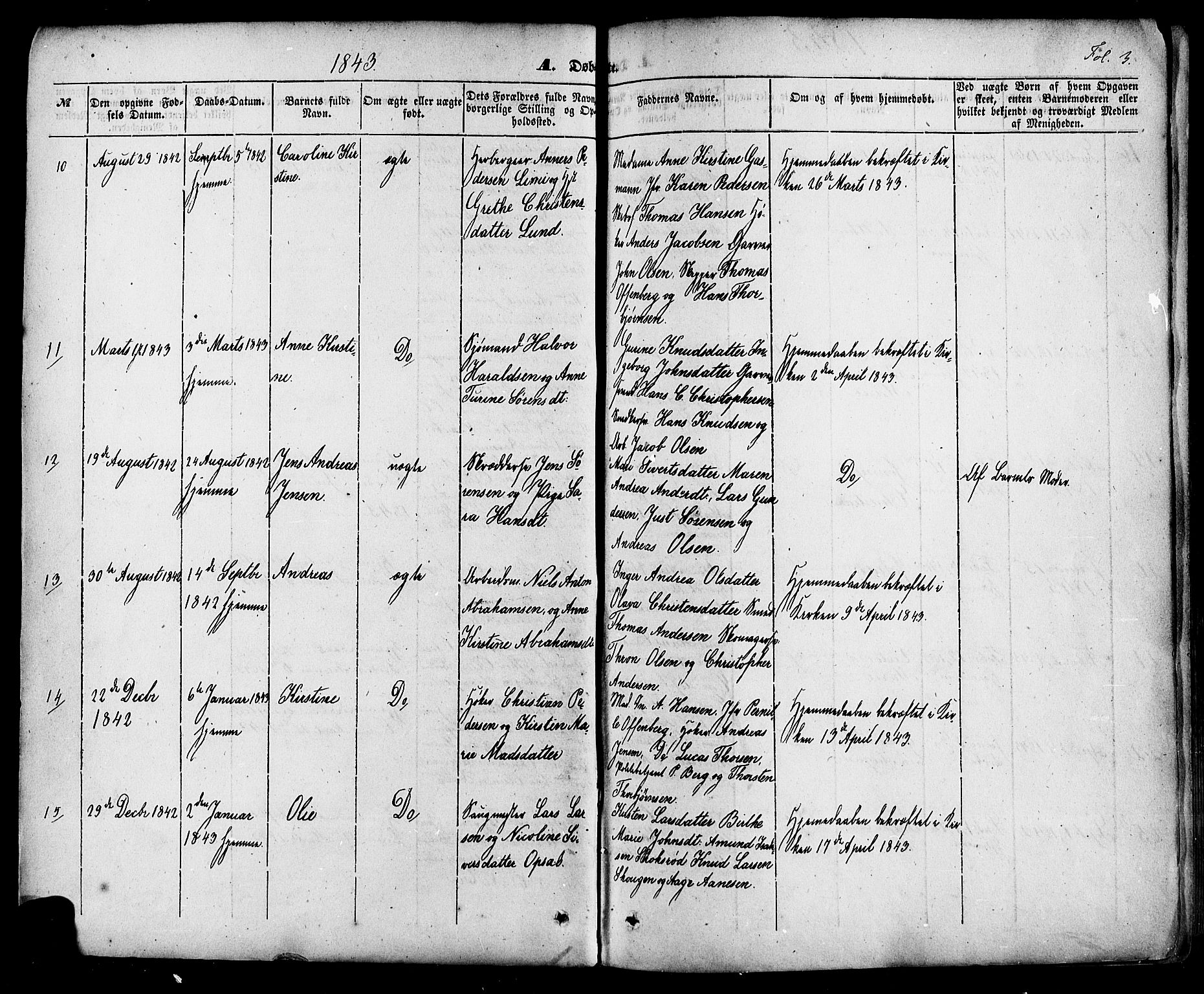 Skien kirkebøker, AV/SAKO-A-302/F/Fa/L0006a: Parish register (official) no. 6A, 1843-1856, p. 3