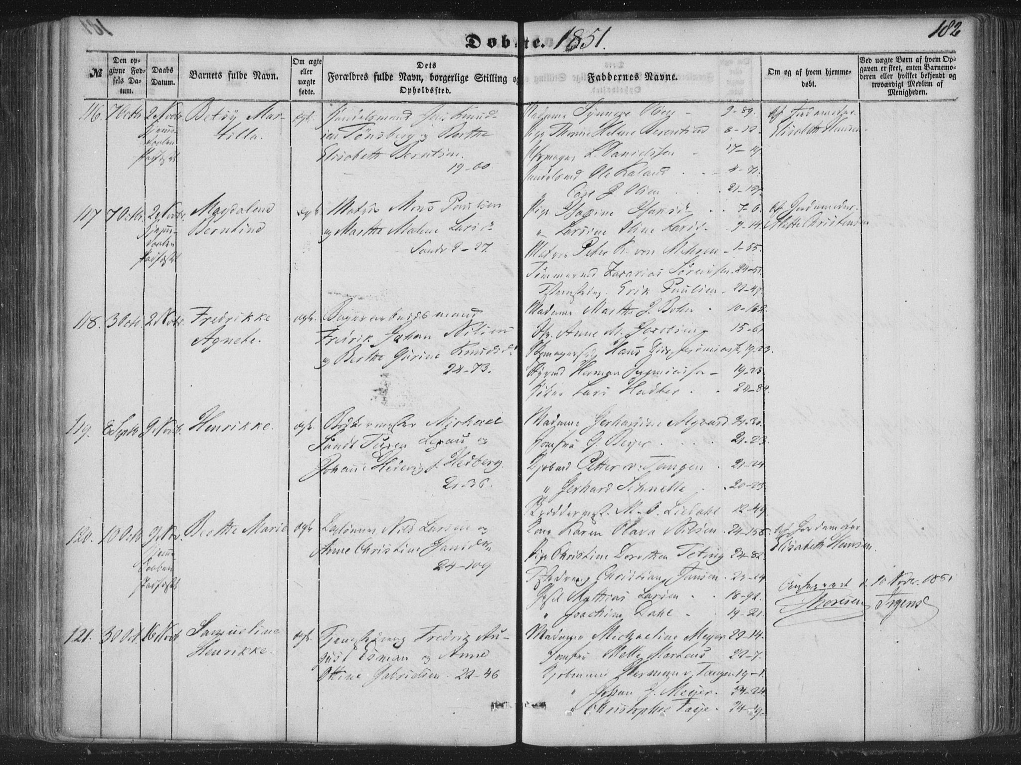 Korskirken sokneprestembete, AV/SAB-A-76101/H/Haa/L0017: Parish register (official) no. B 3, 1851-1857, p. 182