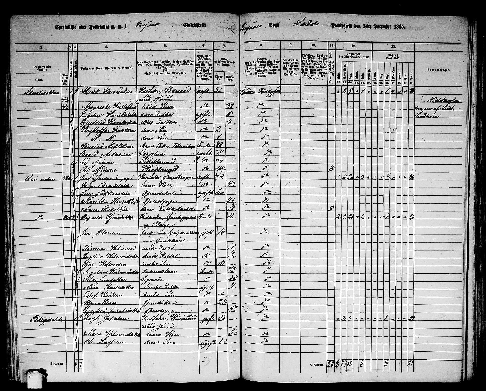 RA, 1865 census for Lærdal, 1865, p. 106