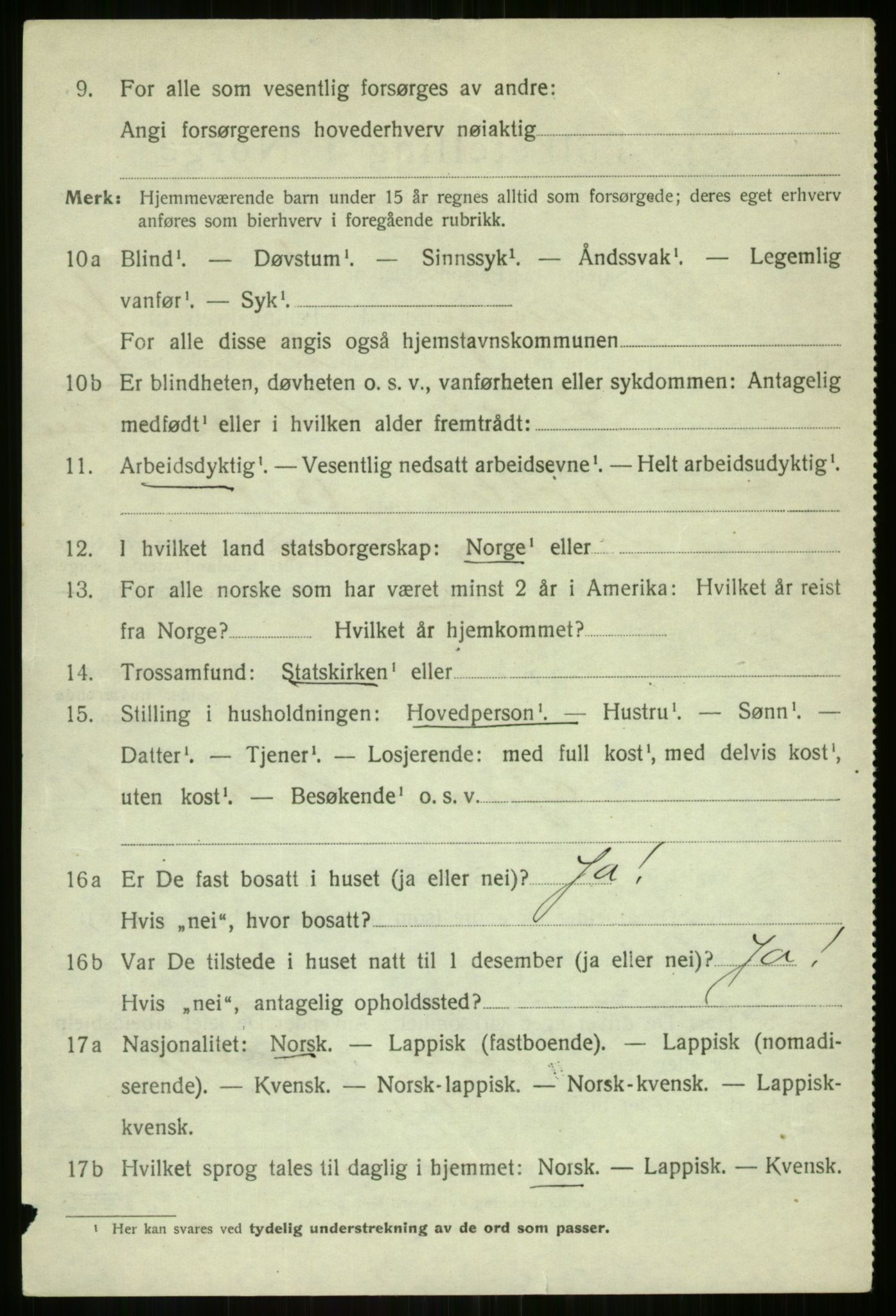 SATØ, 1920 census for Malangen, 1920, p. 3860