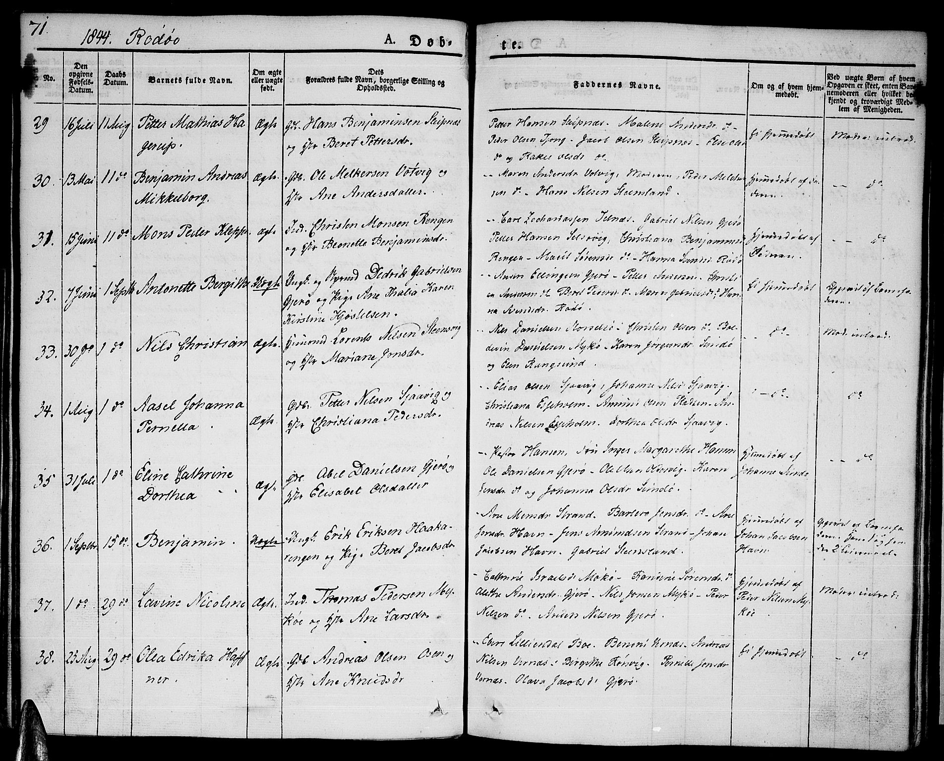 Ministerialprotokoller, klokkerbøker og fødselsregistre - Nordland, AV/SAT-A-1459/841/L0598: Parish register (official) no. 841A06 /1, 1825-1844, p. 71