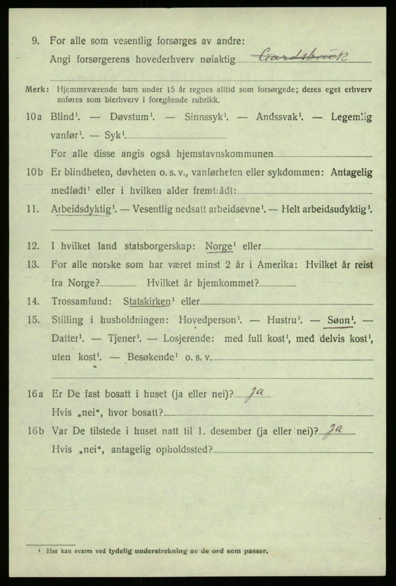 SAB, 1920 census for Sogndal, 1920, p. 7078