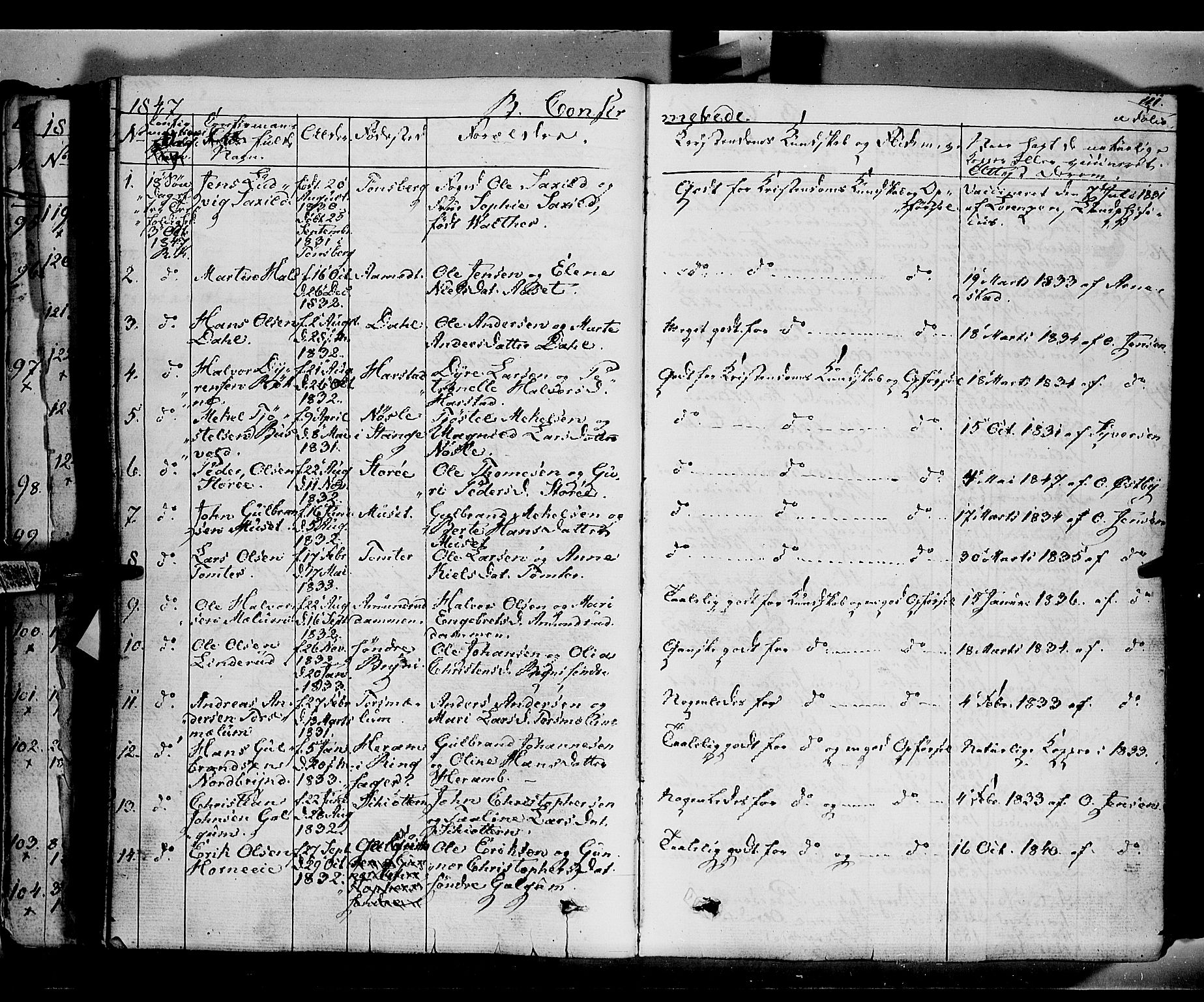Romedal prestekontor, SAH/PREST-004/K/L0004: Parish register (official) no. 4, 1847-1861, p. 111