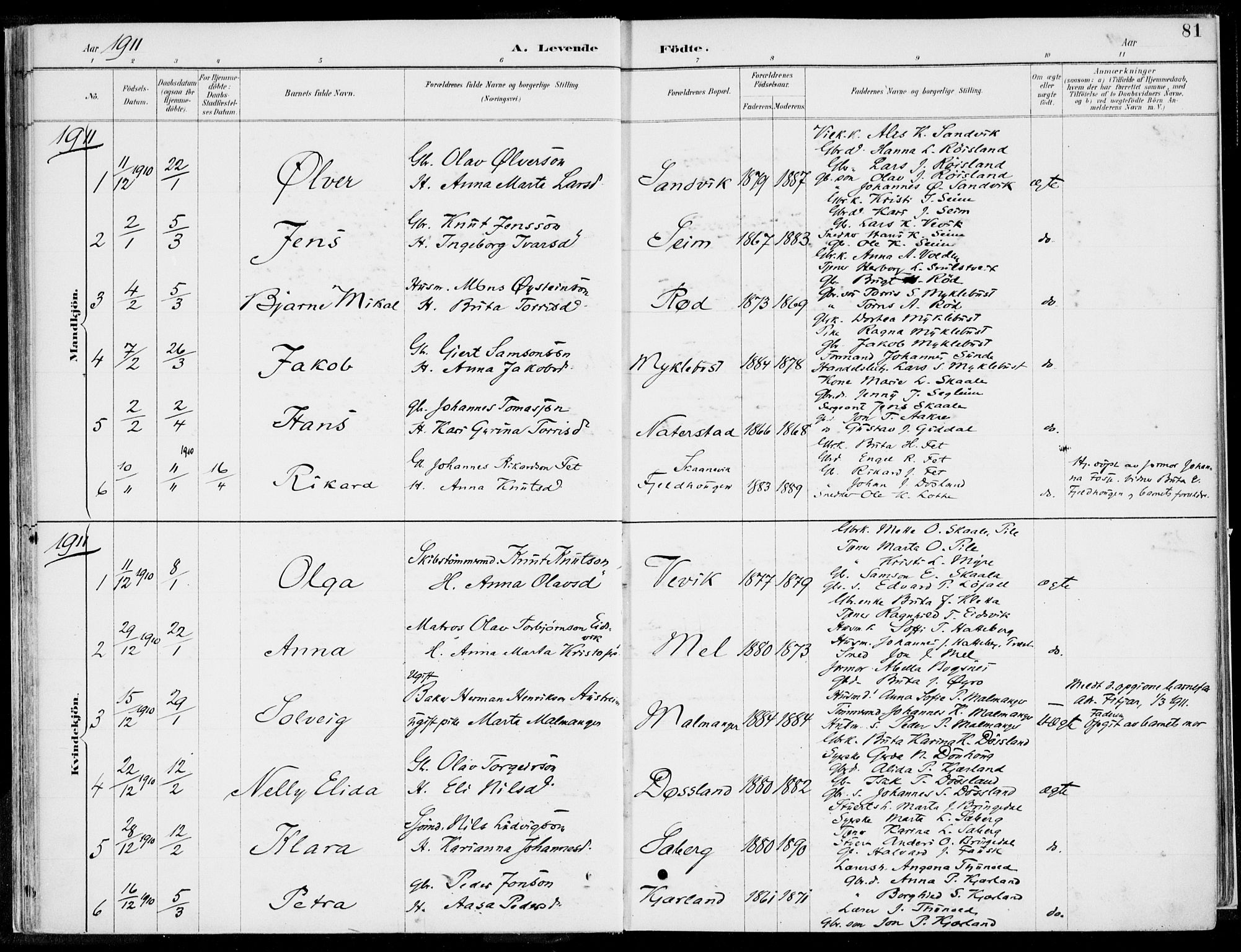 Kvinnherad sokneprestembete, SAB/A-76401/H/Haa: Parish register (official) no. B  1, 1887-1921, p. 81