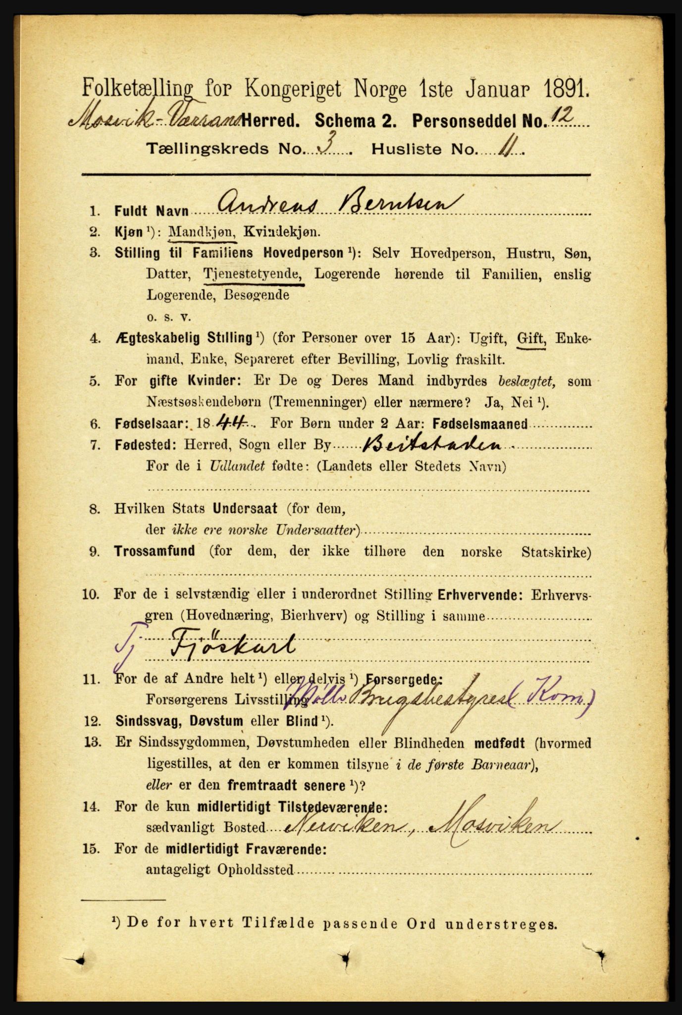 RA, 1891 census for 1723 Mosvik og Verran, 1891, p. 996