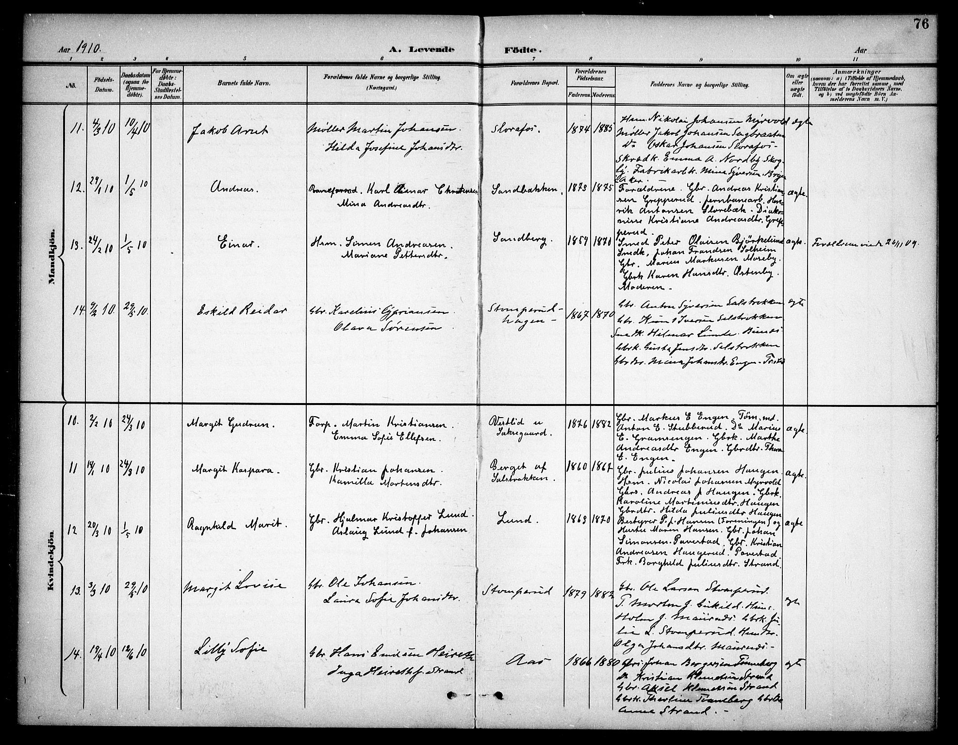 Høland prestekontor Kirkebøker, AV/SAO-A-10346a/F/Fb/L0003: Parish register (official) no. II 3, 1897-1912, p. 76