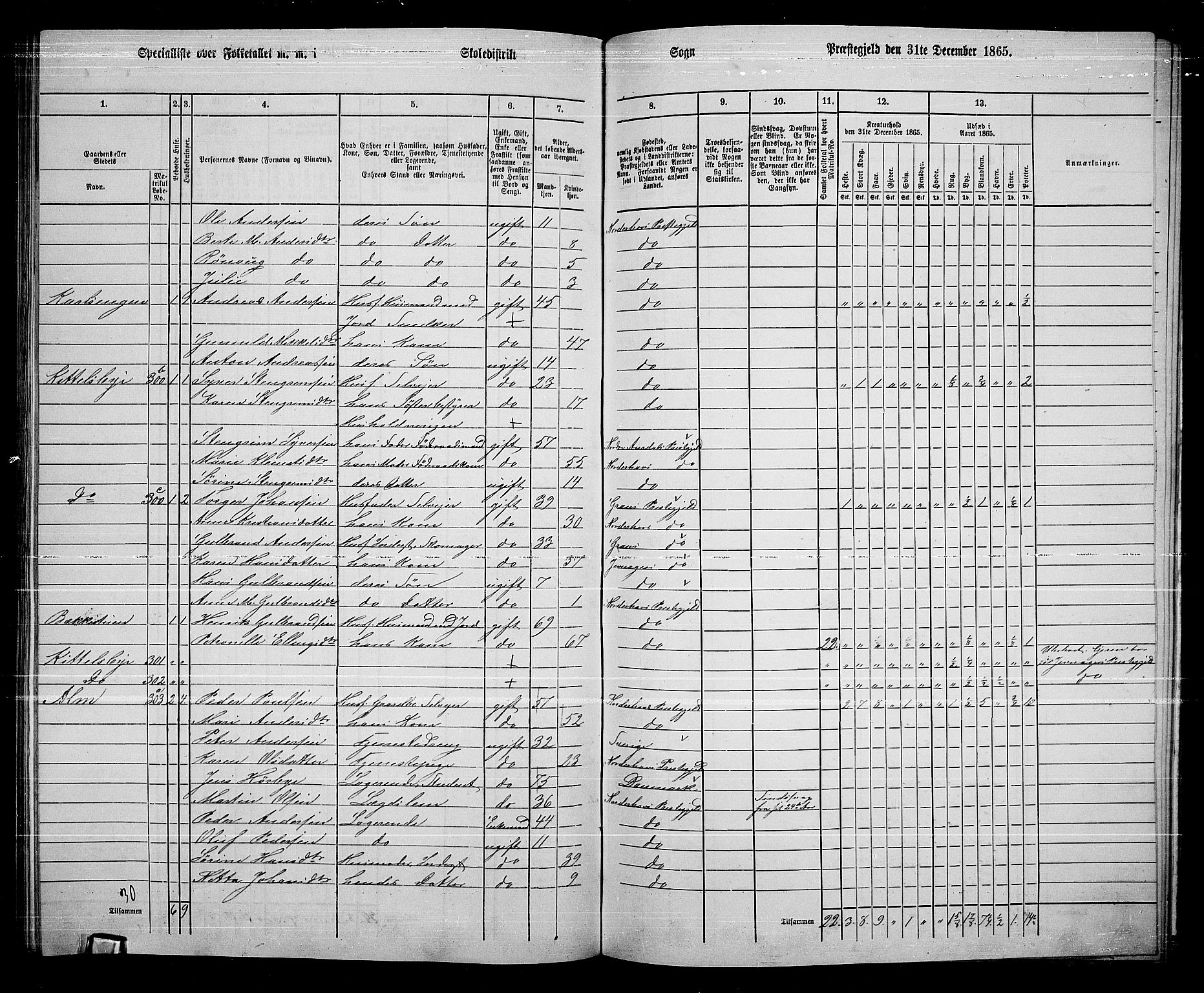 RA, 1865 census for Norderhov/Norderhov, Haug og Lunder, 1865, p. 254