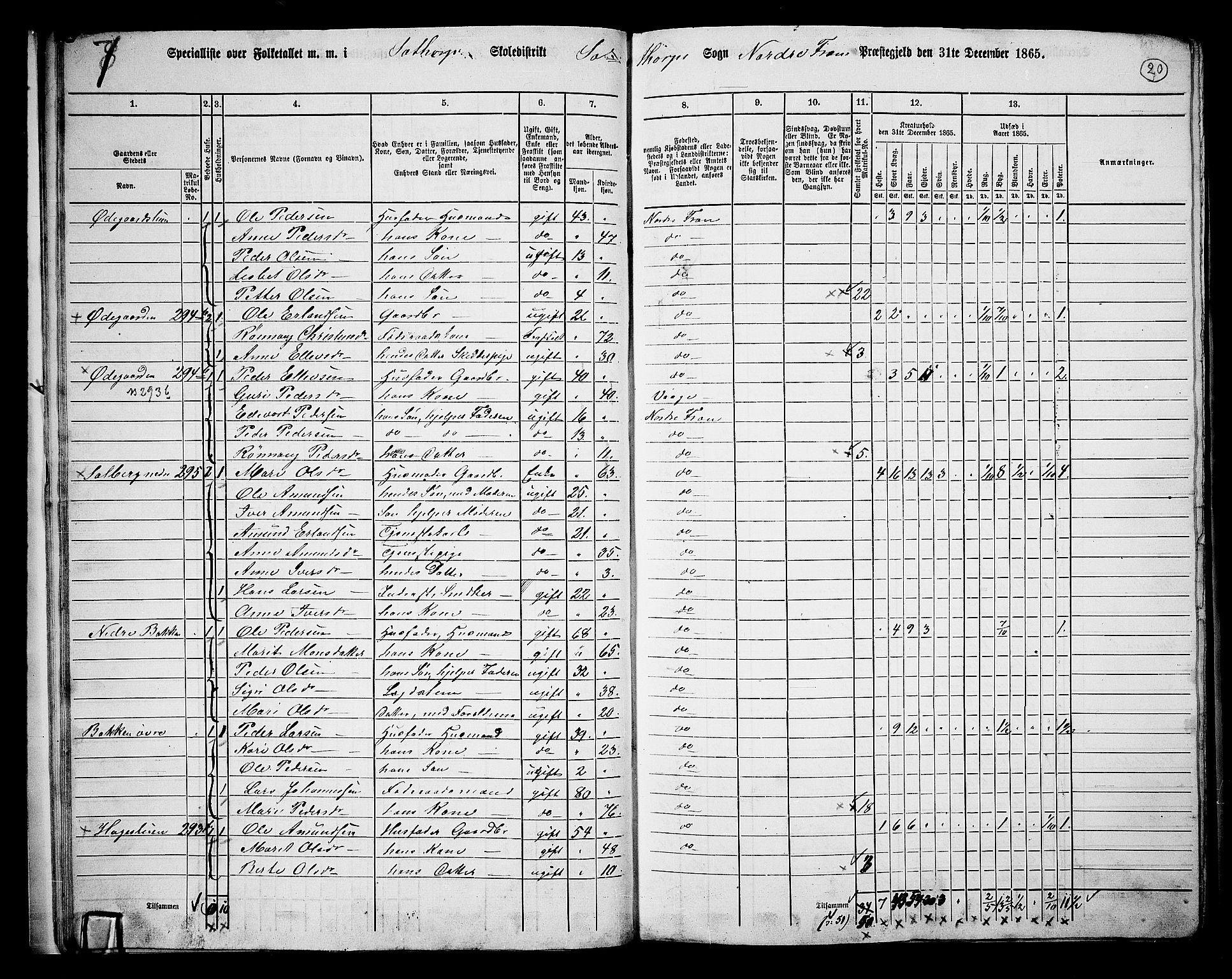 RA, 1865 census for Nord-Fron, 1865, p. 19