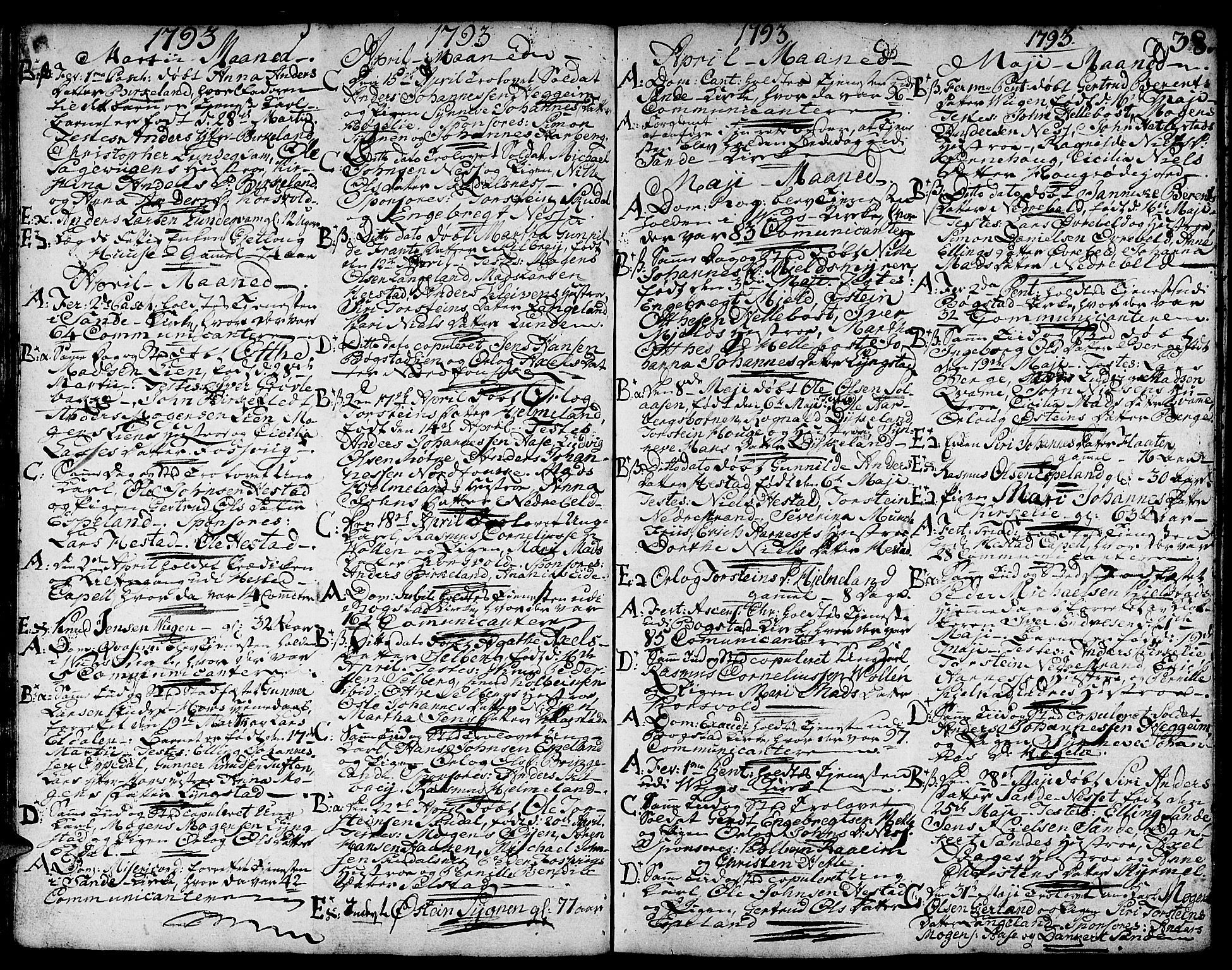 Gaular sokneprestembete, SAB/A-80001/H/Haa: Parish register (official) no. A 2, 1785-1821, p. 38