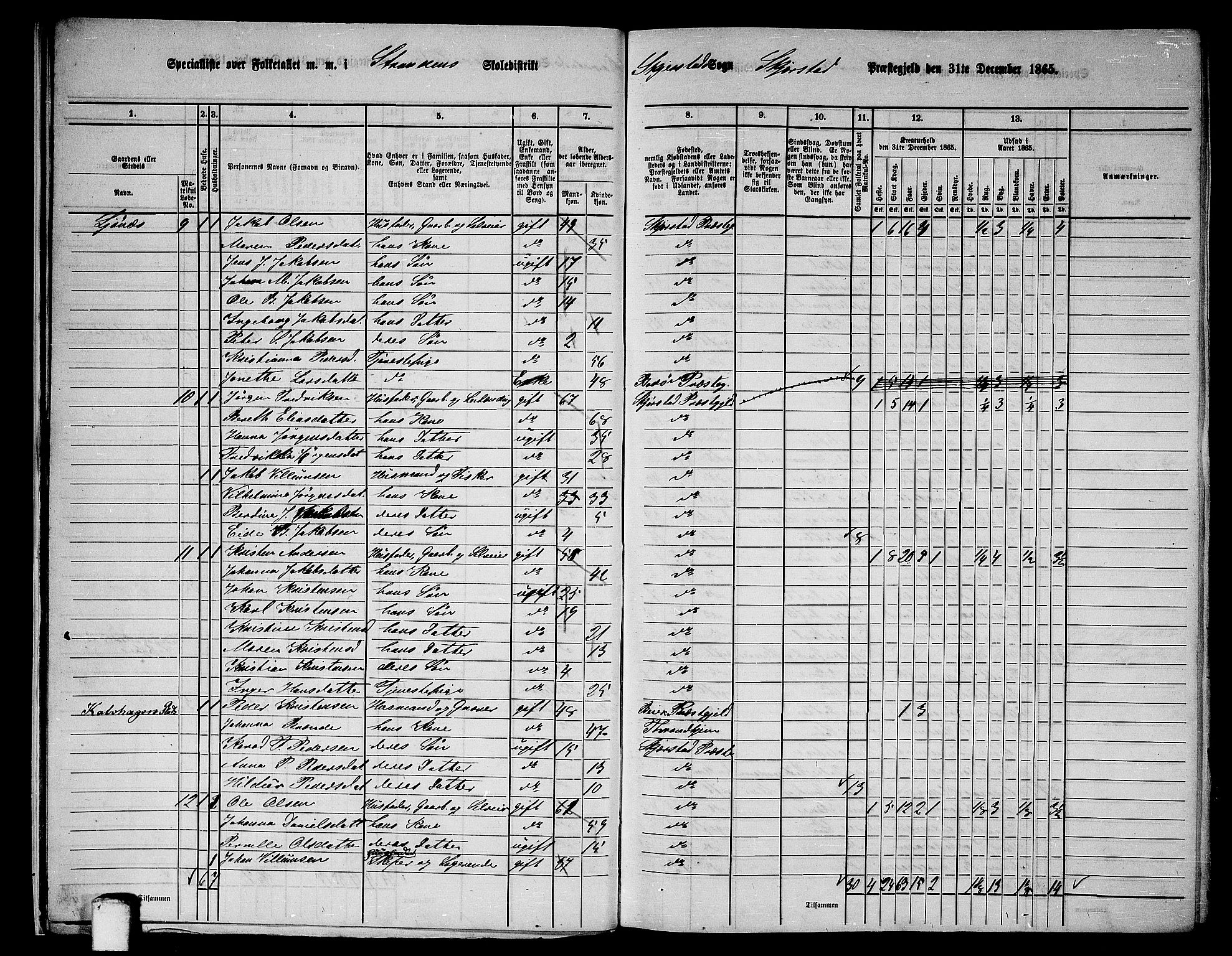 RA, 1865 census for Skjerstad, 1865, p. 16