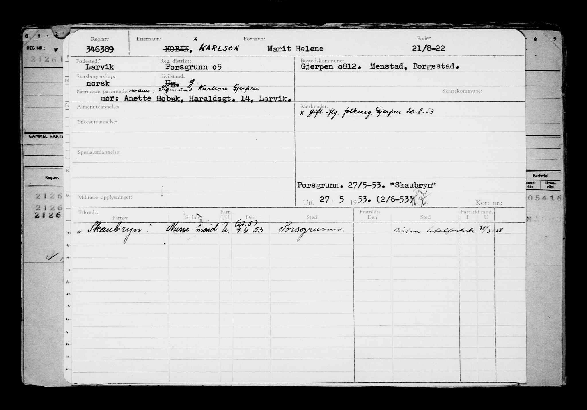 Direktoratet for sjømenn, AV/RA-S-3545/G/Gb/L0210: Hovedkort, 1922, p. 15