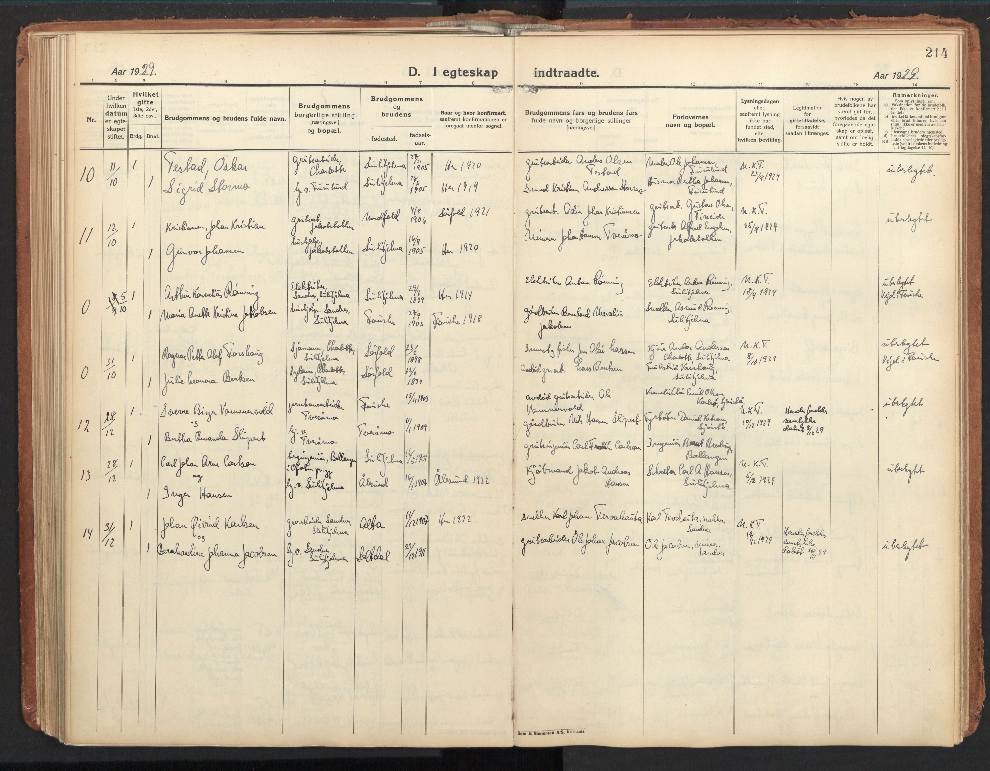 Ministerialprotokoller, klokkerbøker og fødselsregistre - Nordland, SAT/A-1459/850/L0716: Curate's parish register no. 850B06, 1924-1938, p. 214