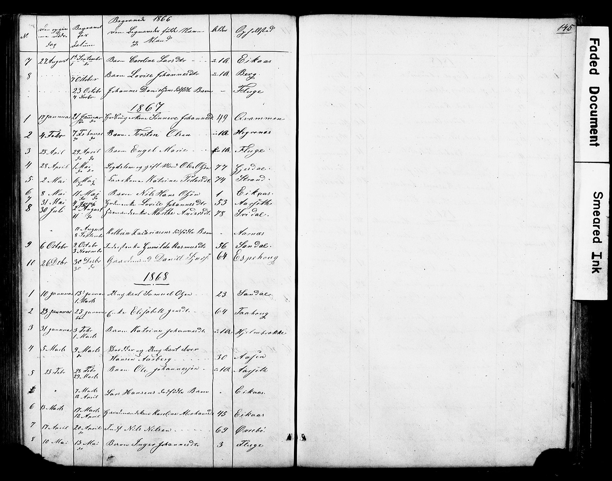 Jølster sokneprestembete, SAB/A-80701/H/Hab/Haba/L0001: Parish register (copy) no. A 1, 1853-1894, p. 145