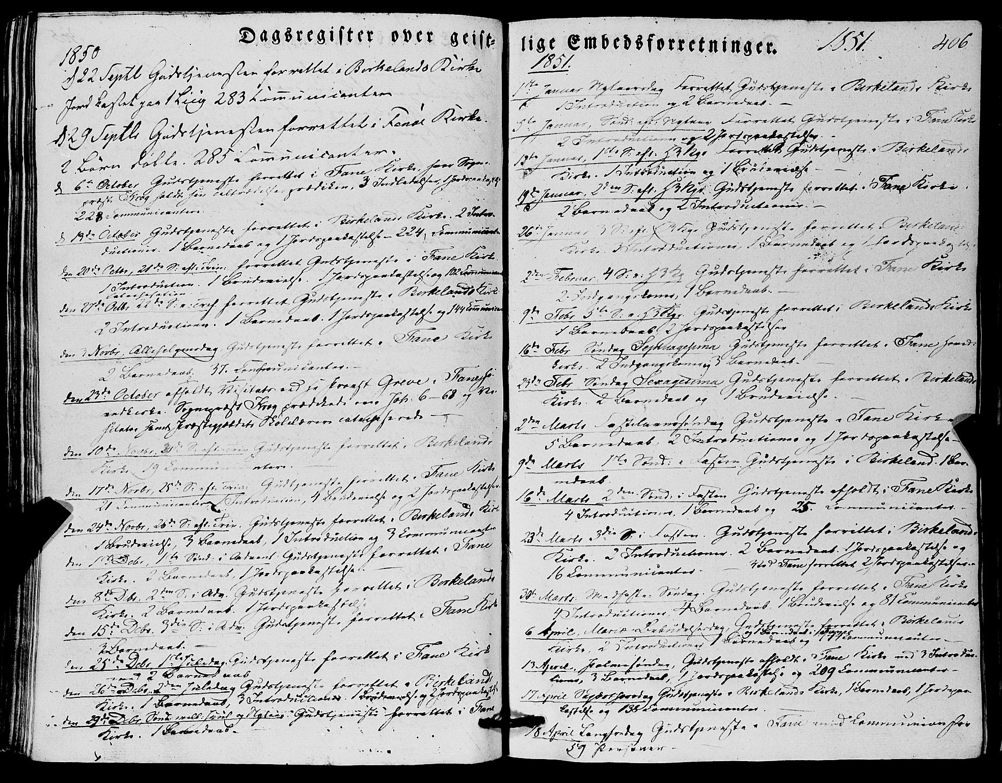 Fana Sokneprestembete, SAB/A-75101/H/Haa/Haaa/L0008: Parish register (official) no. A 8, 1829-1851, p. 406