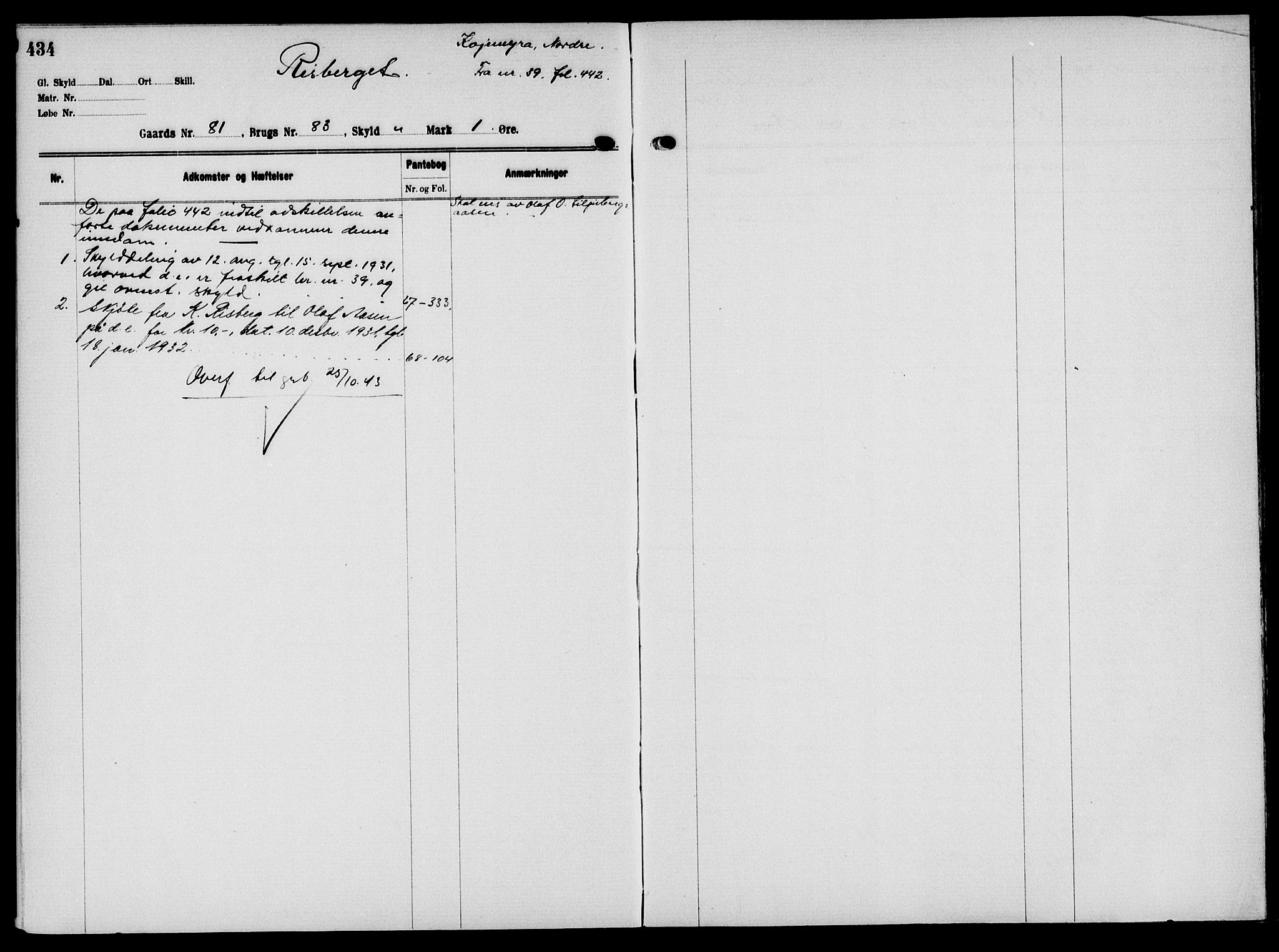 Solør tingrett, AV/SAH-TING-008/H/Ha/Hak/L0006: Mortgage register no. VI, 1900-1935, p. 434