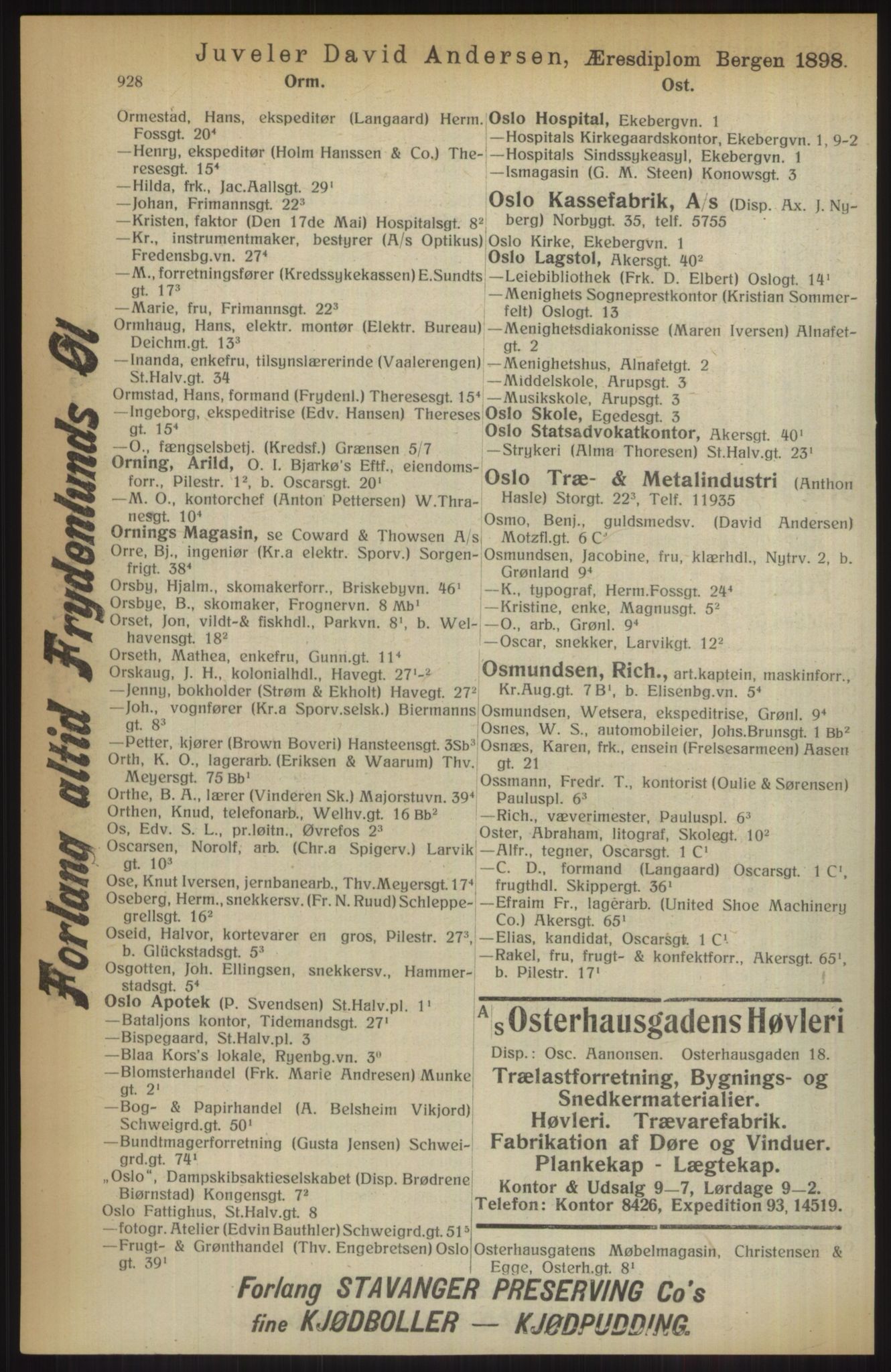 Kristiania/Oslo adressebok, PUBL/-, 1914, p. 928