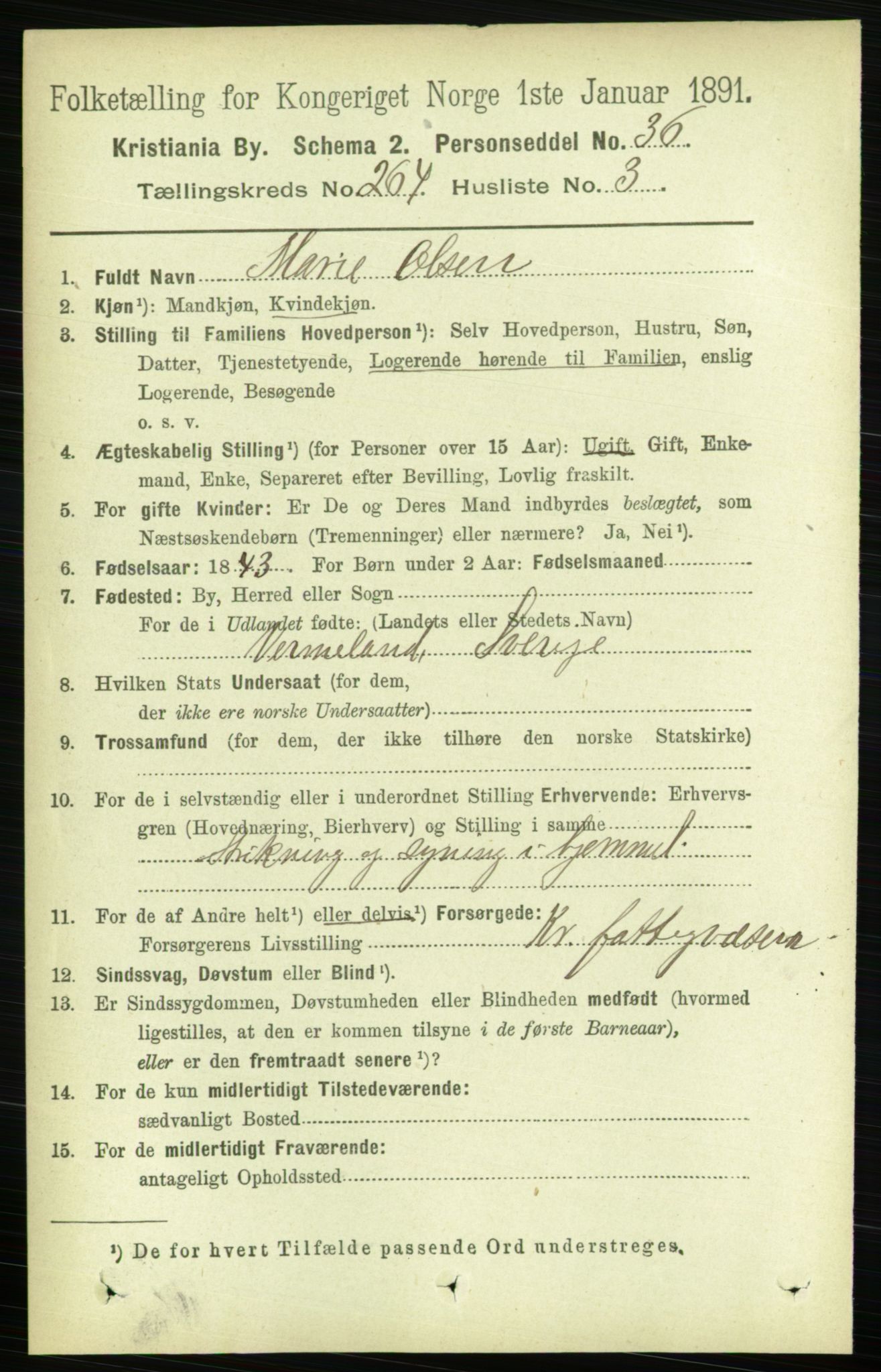 RA, 1891 census for 0301 Kristiania, 1891, p. 160481