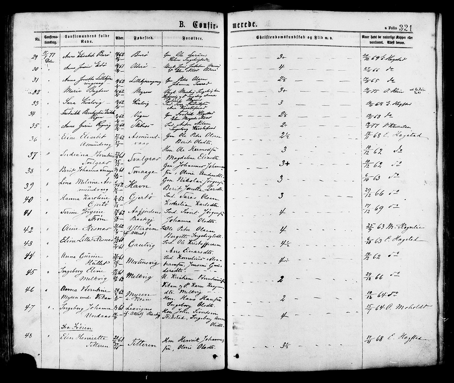 Ministerialprotokoller, klokkerbøker og fødselsregistre - Sør-Trøndelag, AV/SAT-A-1456/634/L0532: Parish register (official) no. 634A08, 1871-1881, p. 321