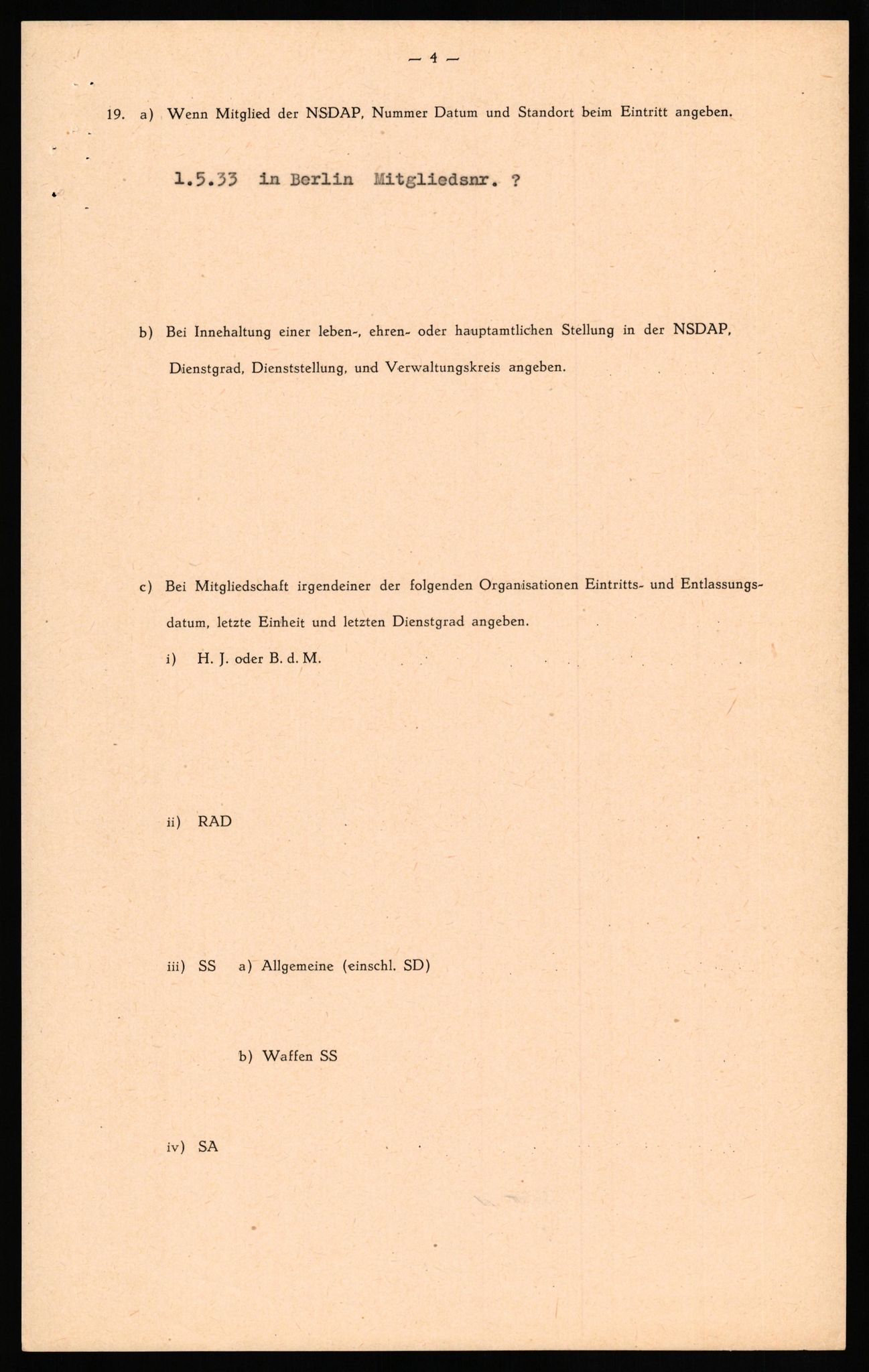 Forsvaret, Forsvarets overkommando II, AV/RA-RAFA-3915/D/Db/L0029: CI Questionaires. Tyske okkupasjonsstyrker i Norge. Tyskere., 1945-1946, p. 54