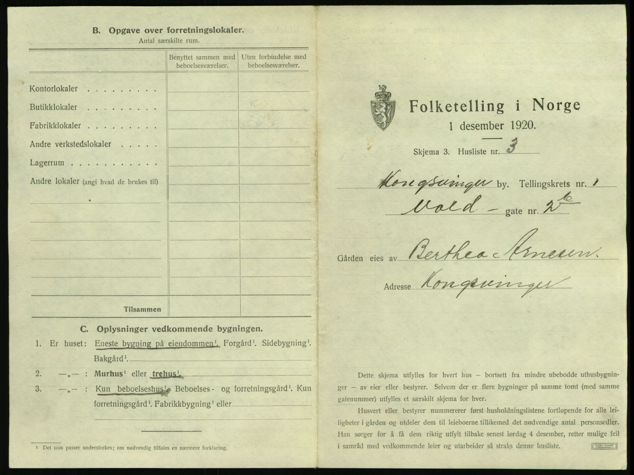 SAH, 1920 census for Kongsvinger, 1920, p. 23