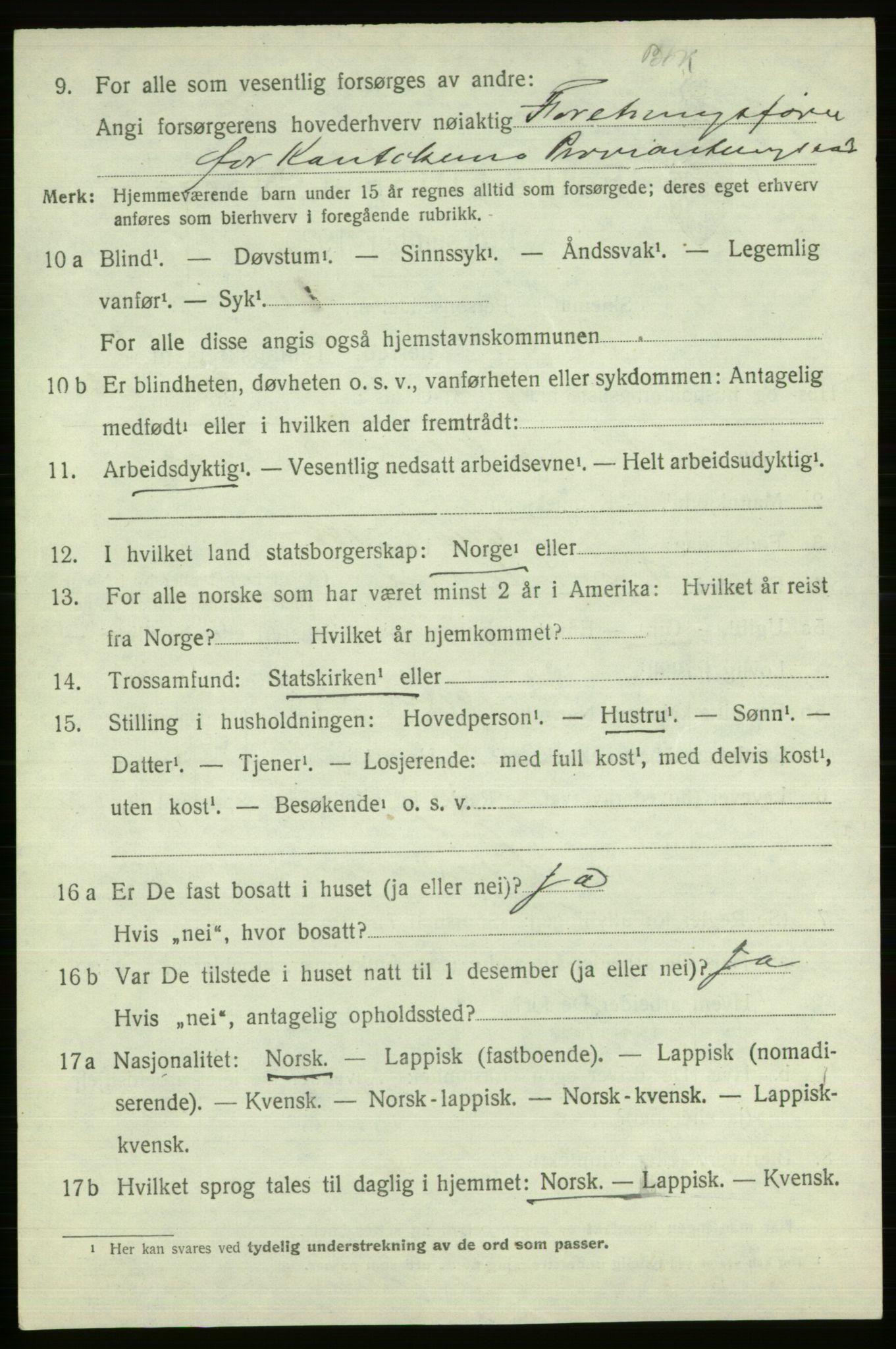 SATØ, 1920 census for Alta, 1920, p. 3300