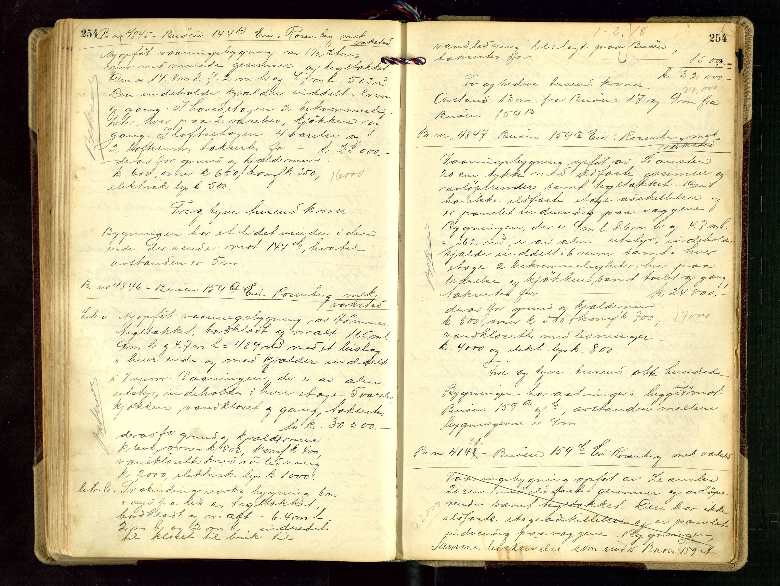 Norges Brannkasse Stavanger, AV/SAST-A-102143/F/Fd/L0015: Branntaksprotokoll nr. 26, 1916-1918, p. 254