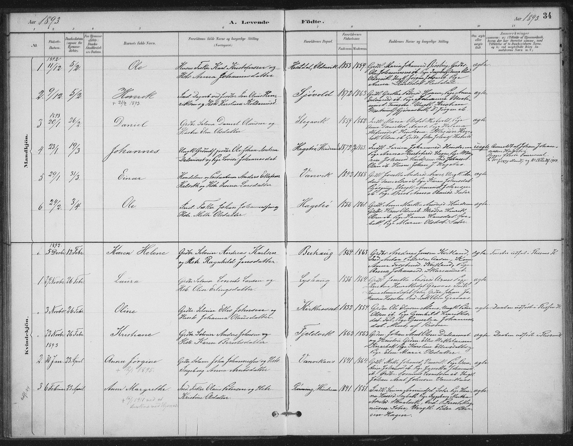 Ministerialprotokoller, klokkerbøker og fødselsregistre - Nord-Trøndelag, SAT/A-1458/702/L0023: Parish register (official) no. 702A01, 1883-1897, p. 34