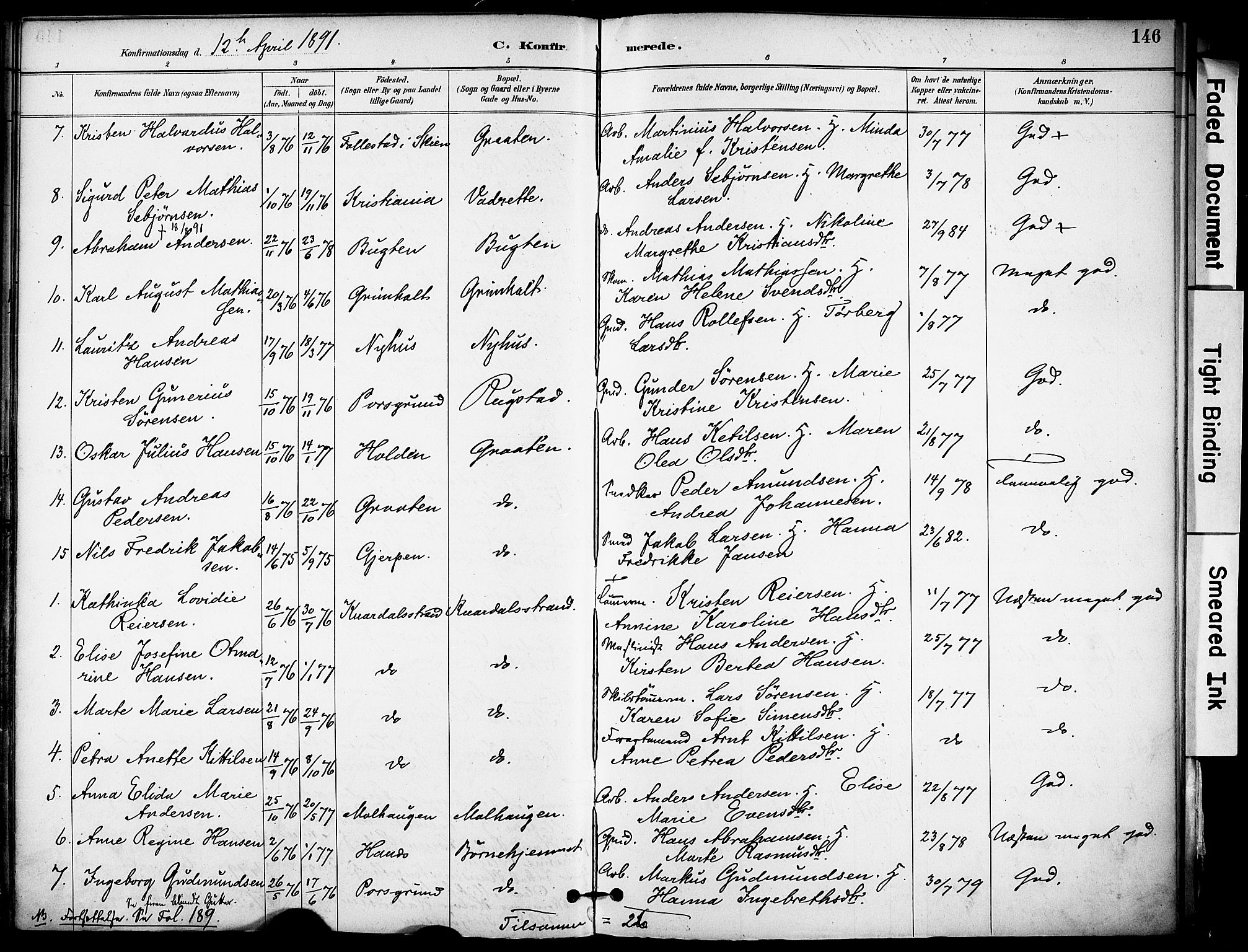 Solum kirkebøker, SAKO/A-306/F/Fa/L0010: Parish register (official) no. I 10, 1888-1898, p. 146