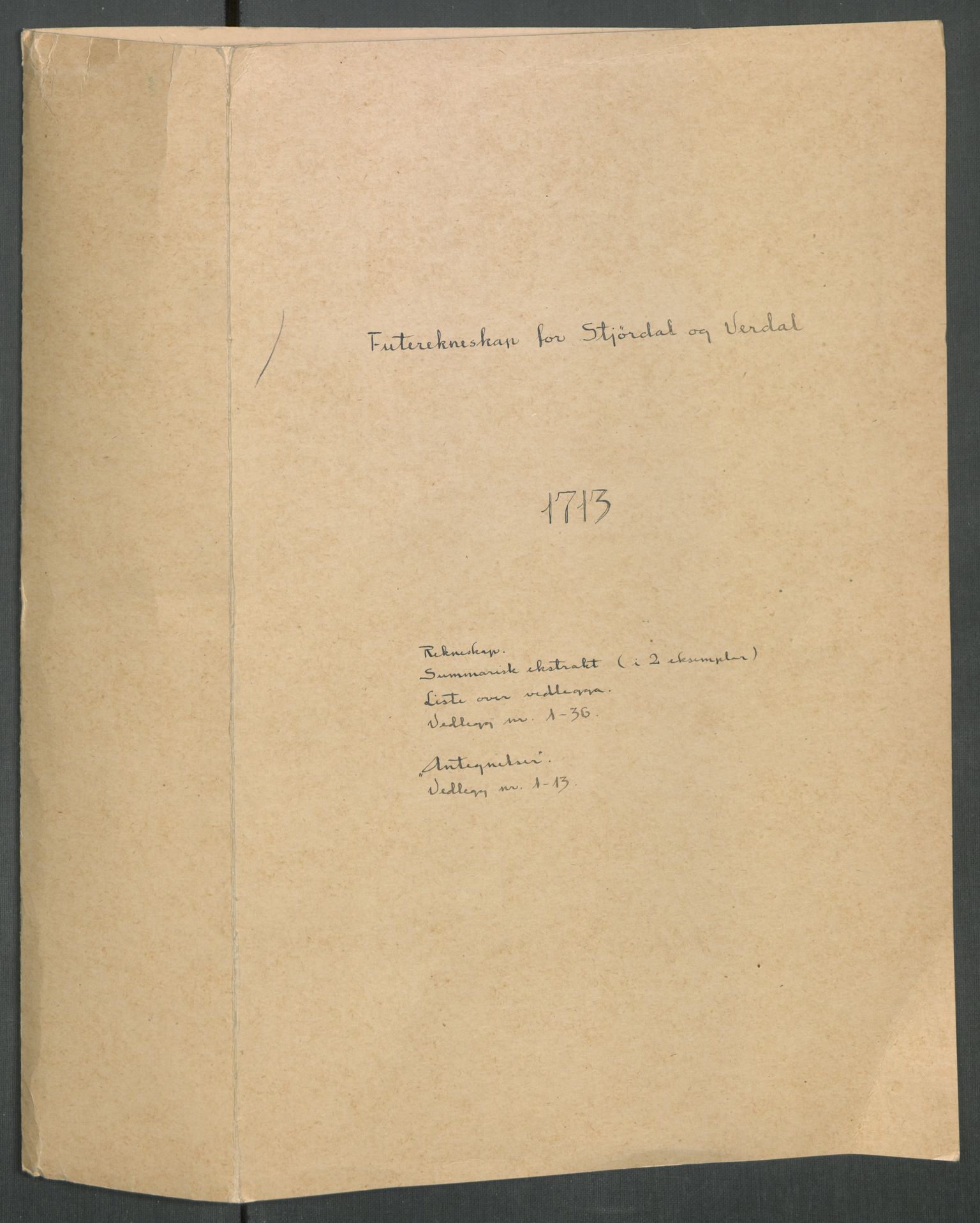 Rentekammeret inntil 1814, Reviderte regnskaper, Fogderegnskap, RA/EA-4092/R62/L4203: Fogderegnskap Stjørdal og Verdal, 1713, p. 2