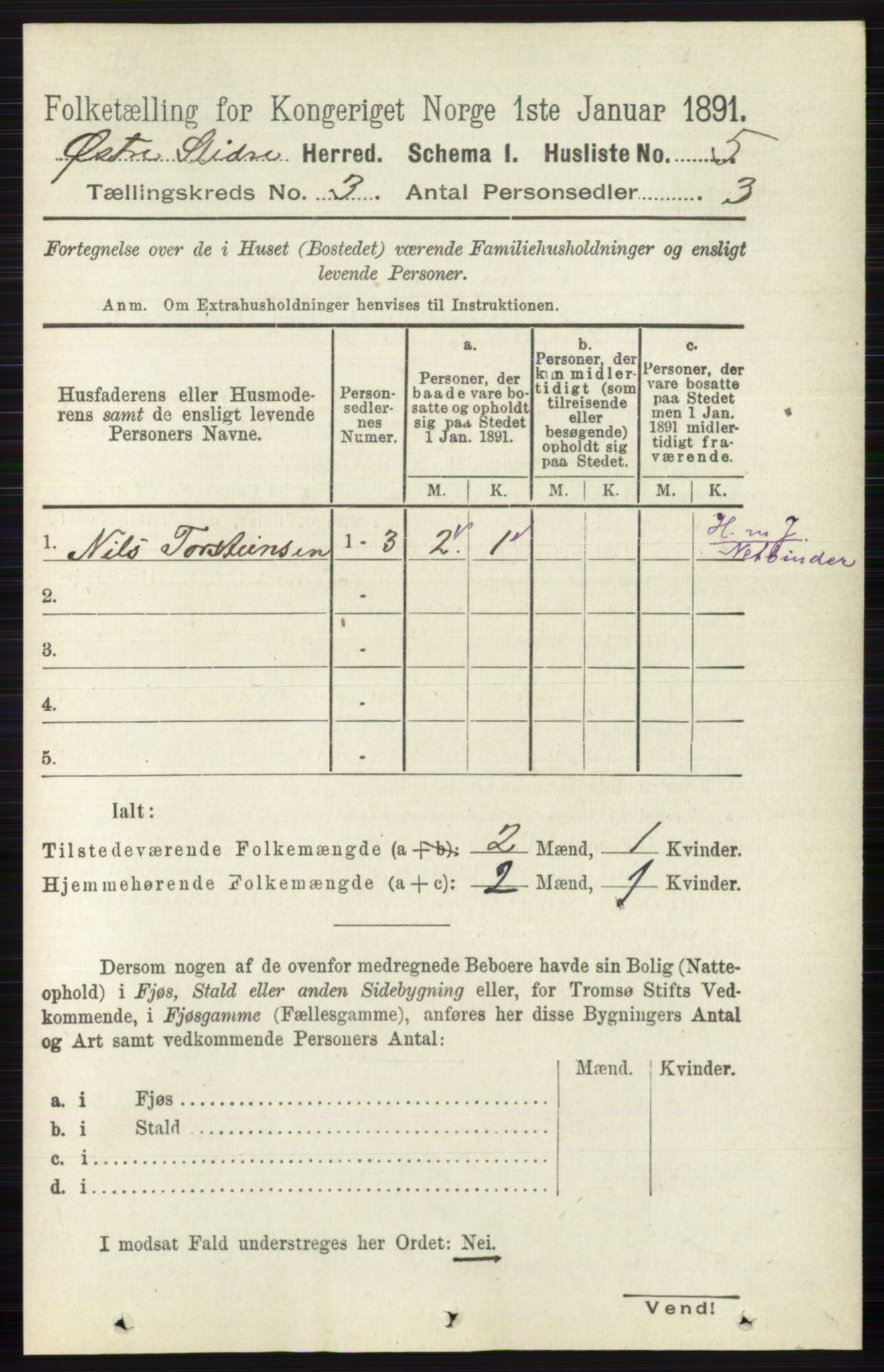 RA, 1891 census for 0544 Øystre Slidre, 1891, p. 554