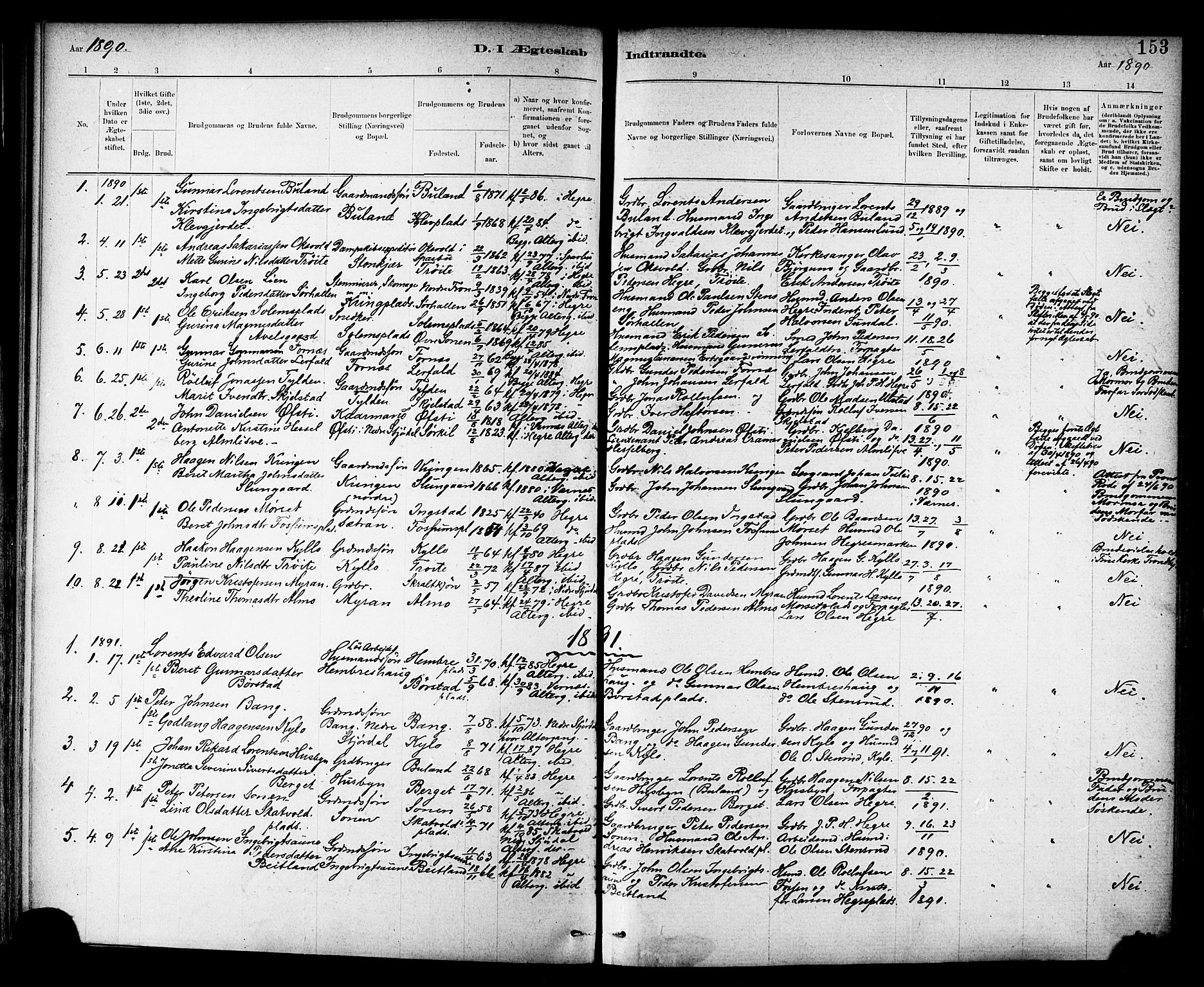 Ministerialprotokoller, klokkerbøker og fødselsregistre - Nord-Trøndelag, SAT/A-1458/703/L0030: Parish register (official) no. 703A03, 1880-1892, p. 153