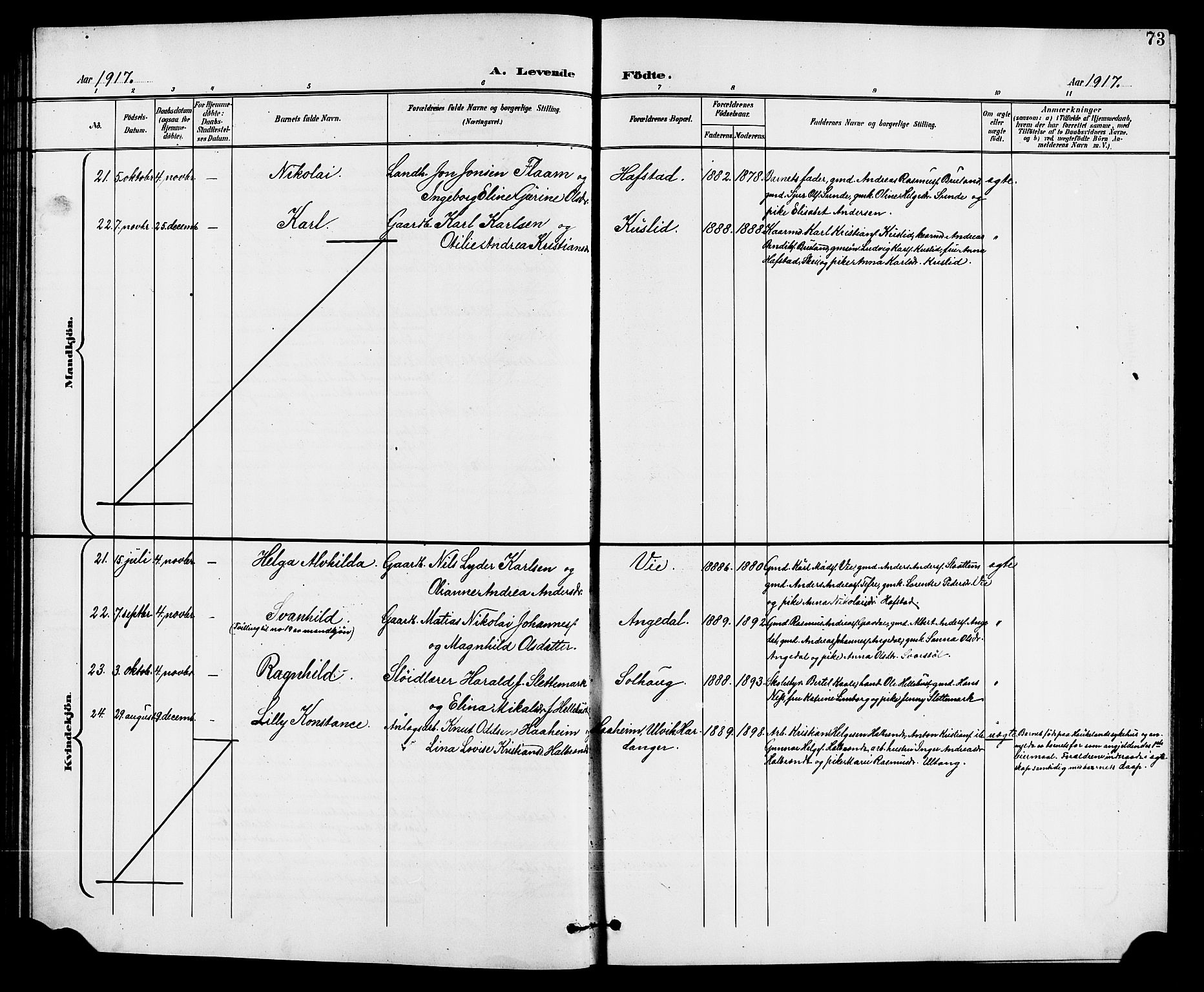 Førde sokneprestembete, SAB/A-79901/H/Hab/Haba/L0003: Parish register (copy) no. A 3, 1899-1924, p. 73