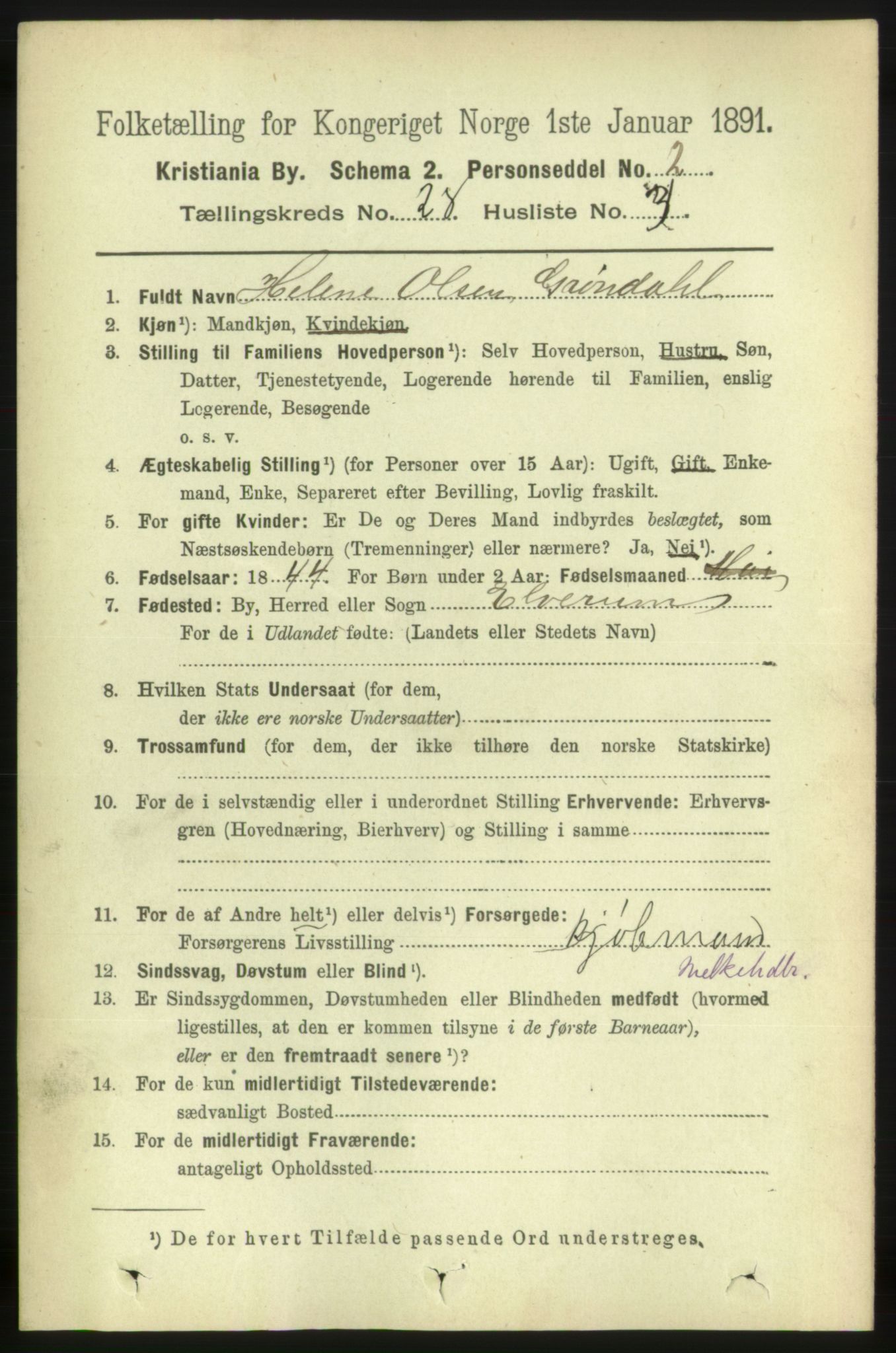 RA, 1891 census for 0301 Kristiania, 1891, p. 14347