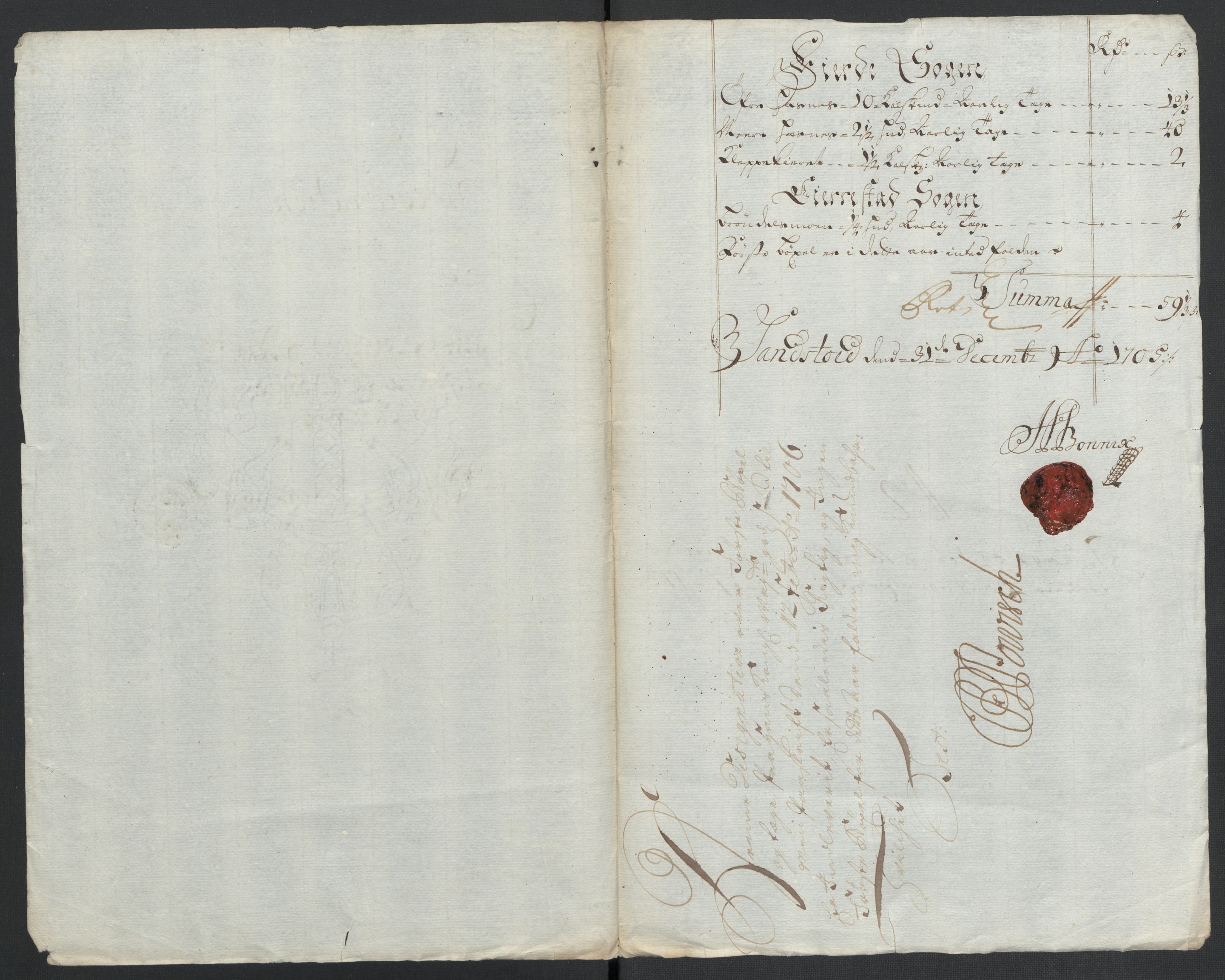 Rentekammeret inntil 1814, Reviderte regnskaper, Fogderegnskap, RA/EA-4092/R39/L2317: Fogderegnskap Nedenes, 1704-1705, p. 157