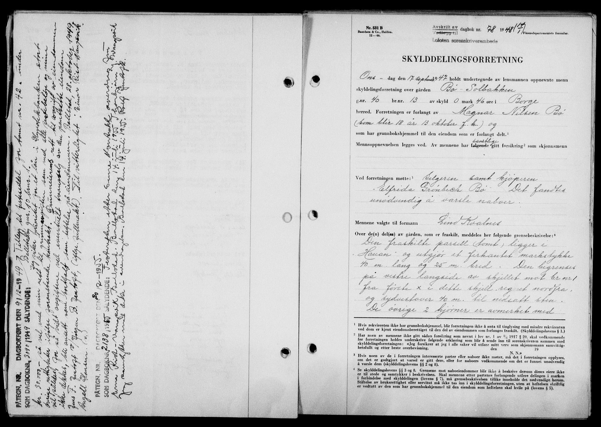 Lofoten sorenskriveri, SAT/A-0017/1/2/2C/L0017a: Mortgage book no. 17a, 1947-1948, Diary no: : 78/1948