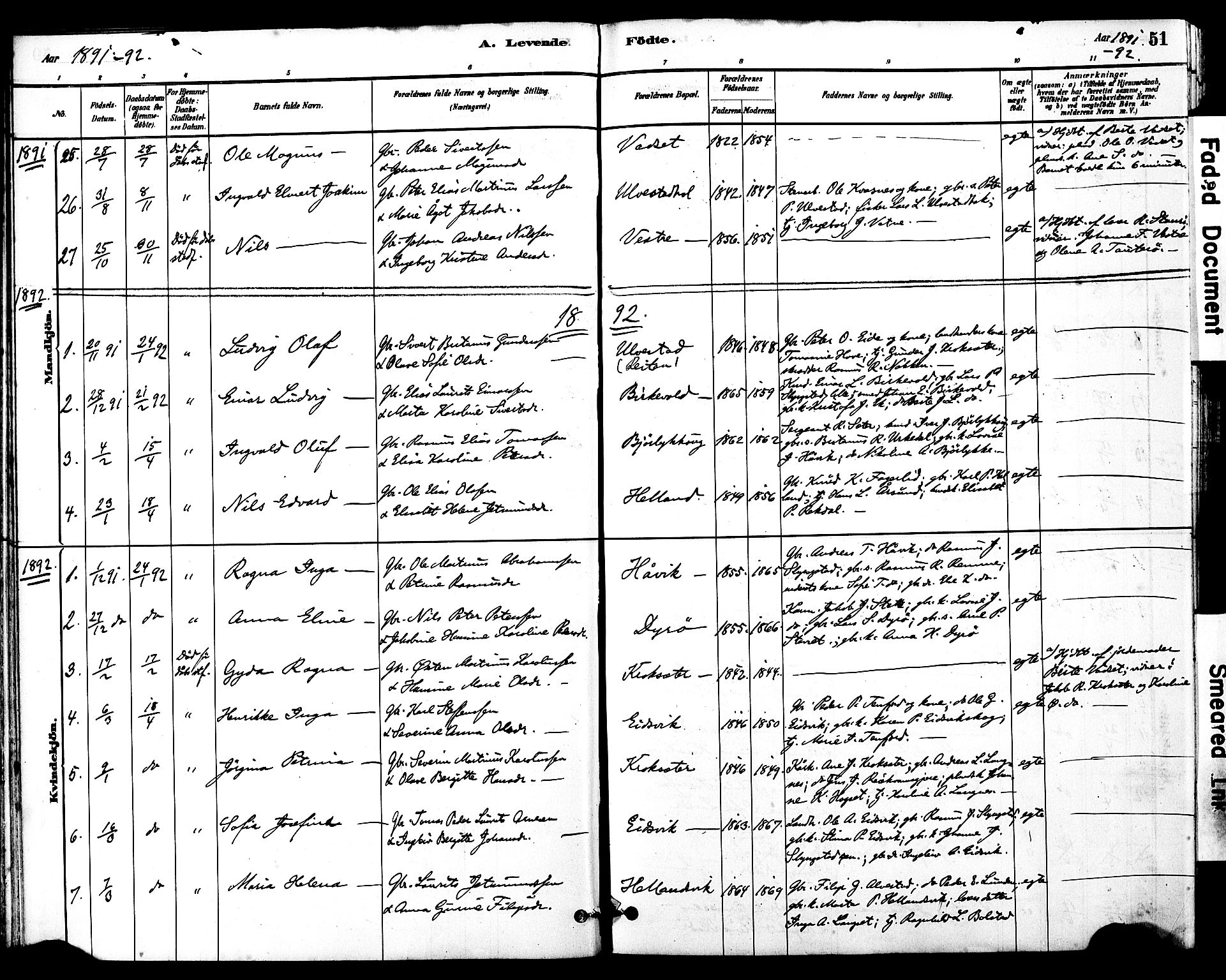 Ministerialprotokoller, klokkerbøker og fødselsregistre - Møre og Romsdal, SAT/A-1454/525/L0374: Parish register (official) no. 525A04, 1880-1899, p. 51