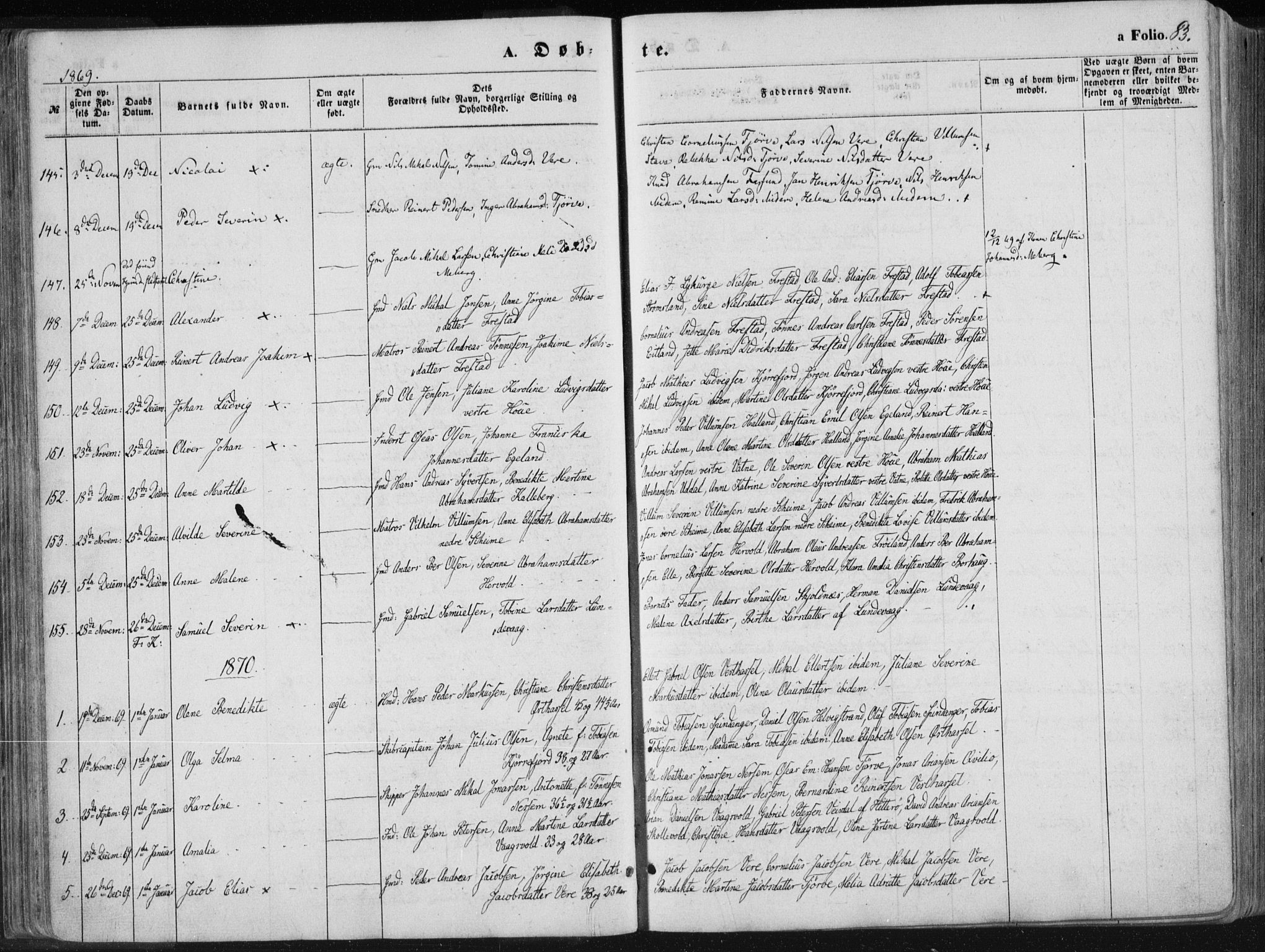 Lista sokneprestkontor, AV/SAK-1111-0027/F/Fa/L0011: Parish register (official) no. A 11, 1861-1878, p. 83