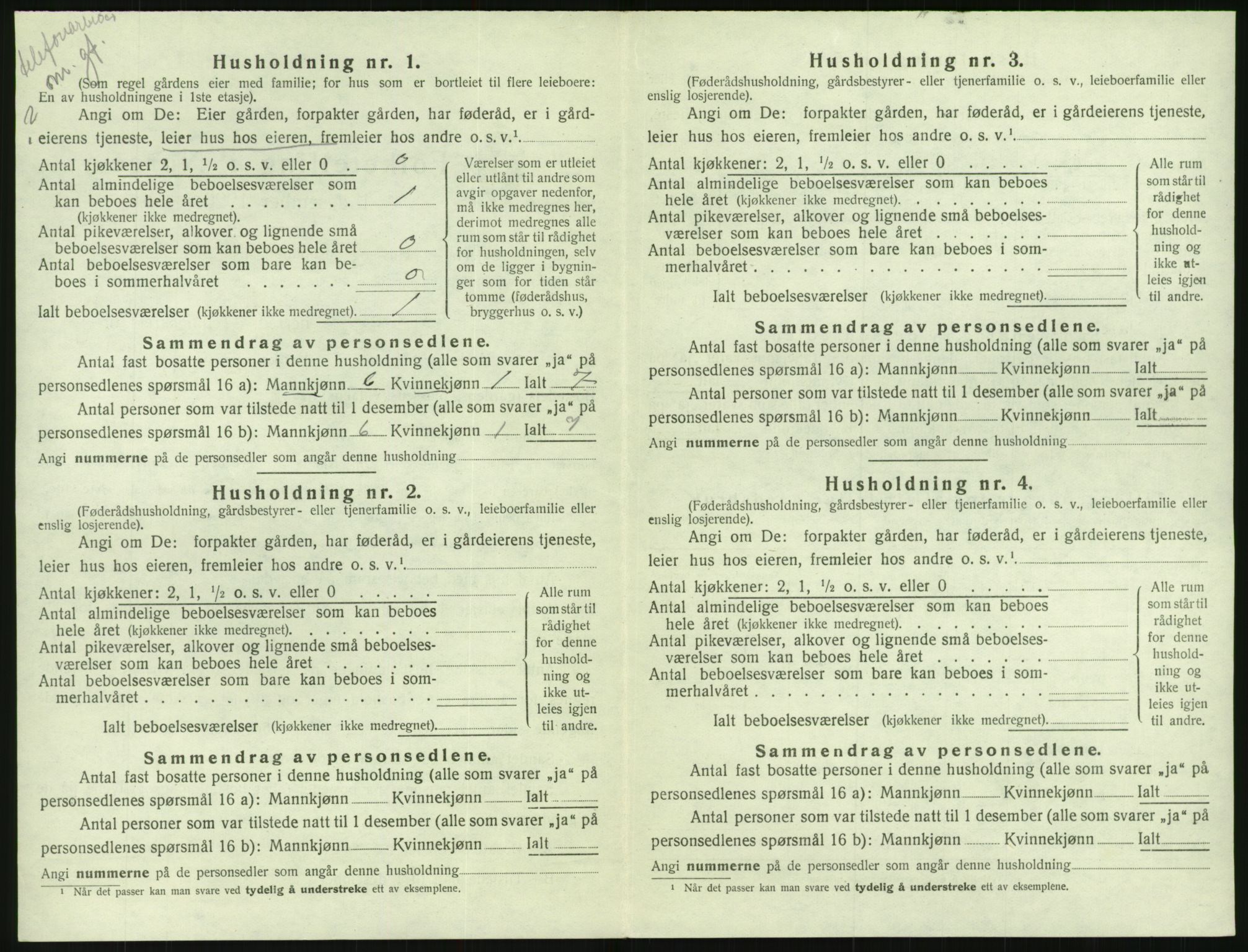 SAK, 1920 census for Tovdal, 1920, p. 44