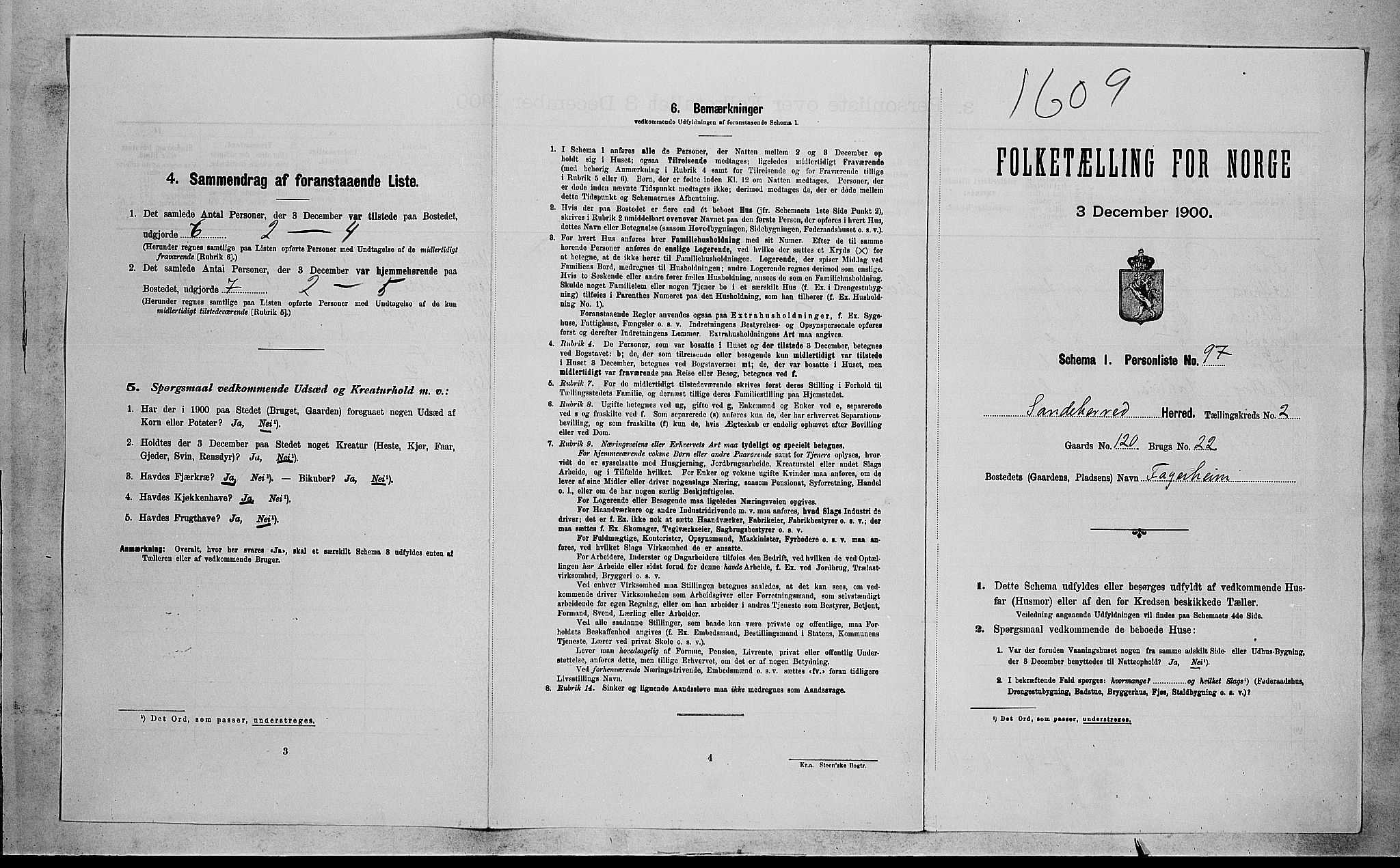 RA, 1900 census for Sandeherred, 1900, p. 722